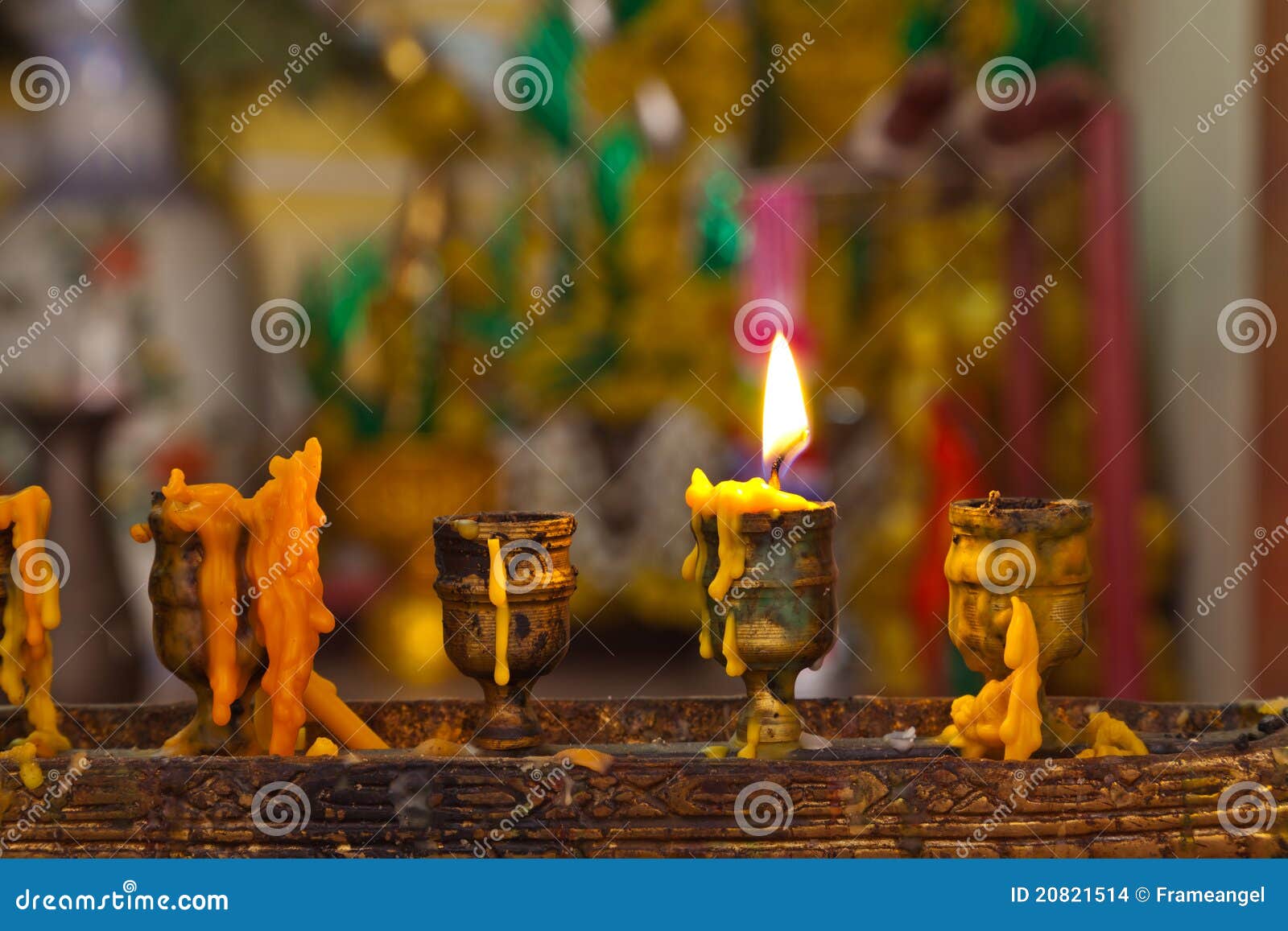 Candles lighting in temple stock photo. Image of candlelight 20821514