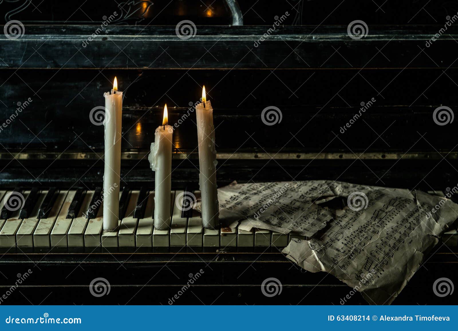 Candles are Lit on the Piano with Music Stock Photo Image of candle