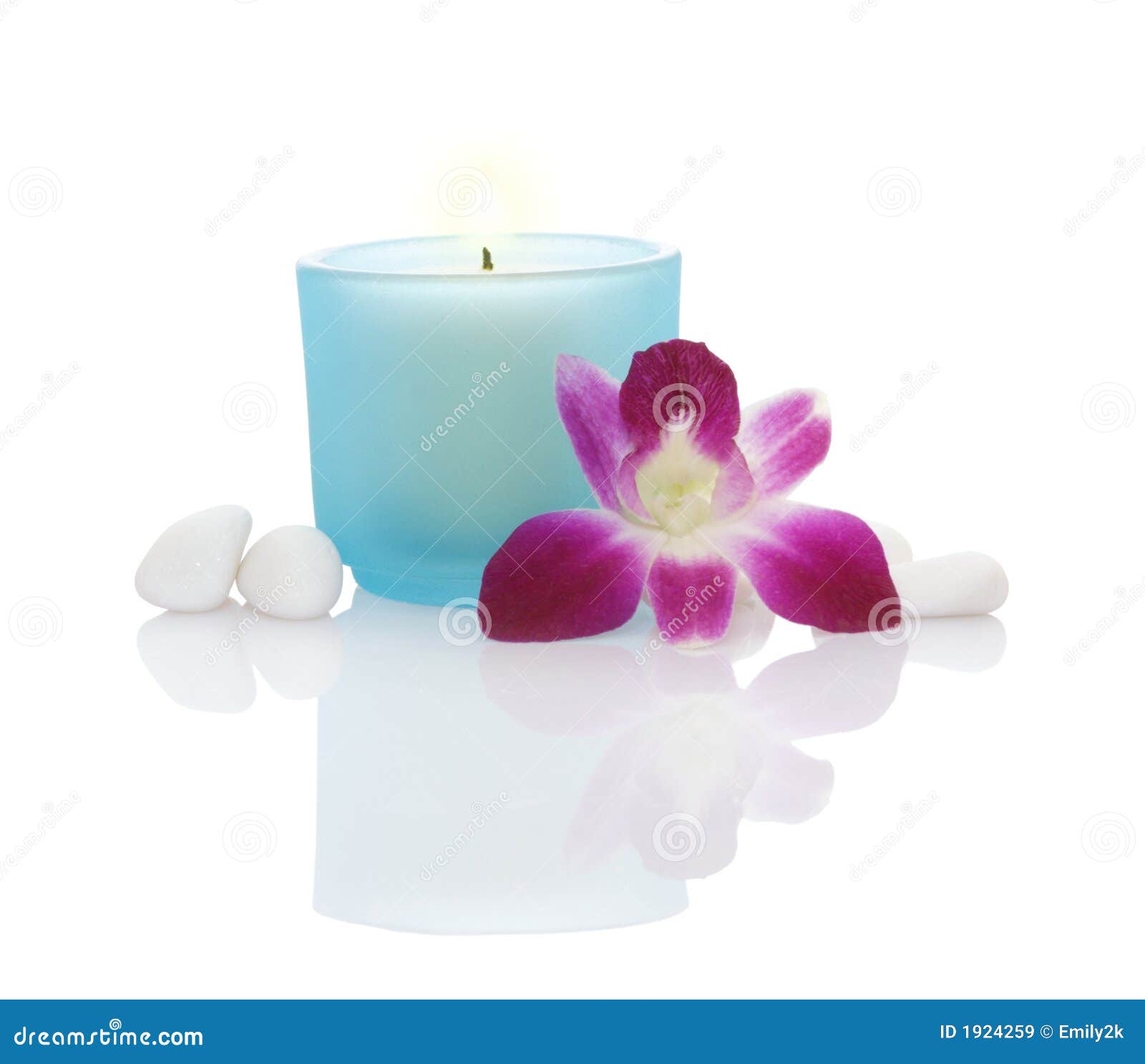 Candles, Orchid And Some White Pebbles Stock Image Image of medical