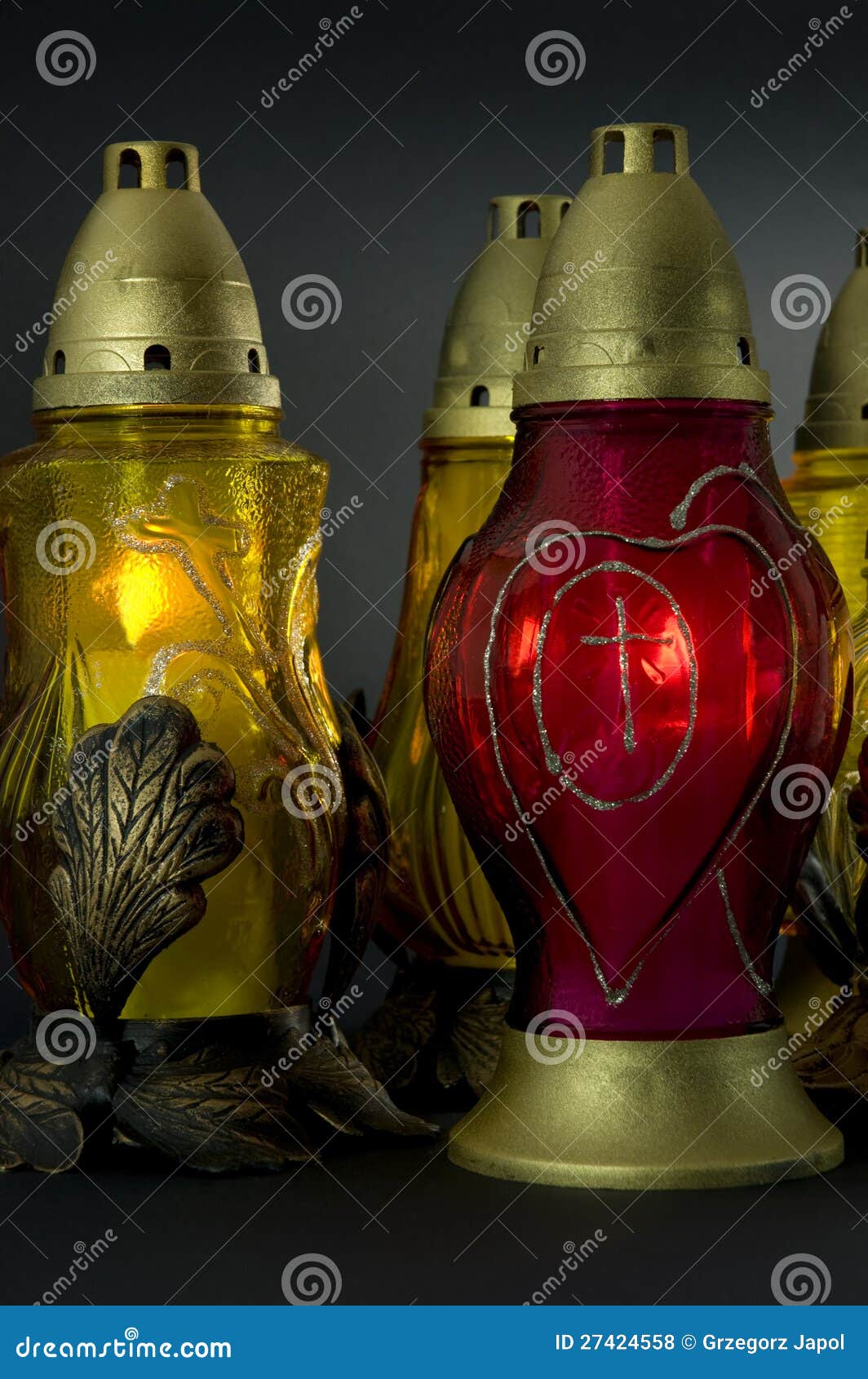 Candles in Poland Called Znicze Stock Photo Image of cross, glass