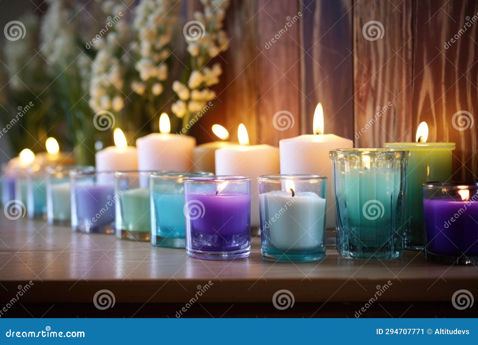 Candles in a Serene Setting with Soothing Colors Stock Image Image of