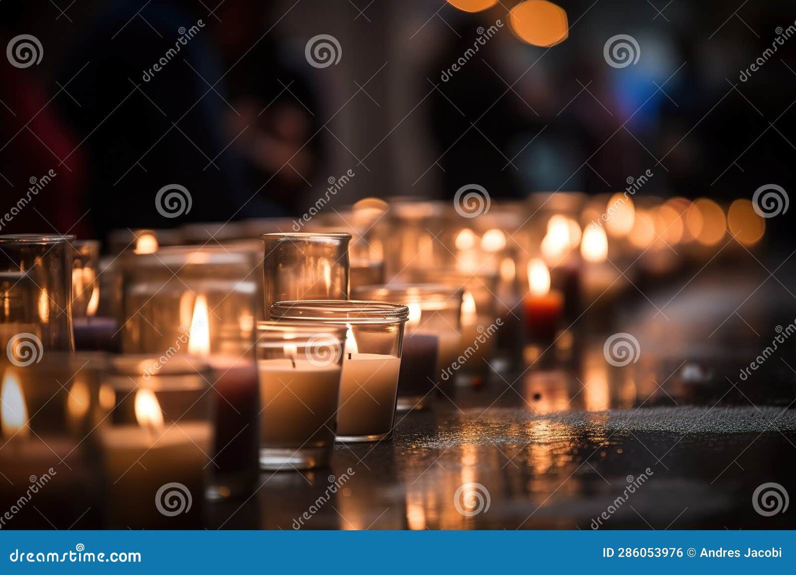 Candles for Vigil of Victims Tragedy. Stock Illustration Illustration