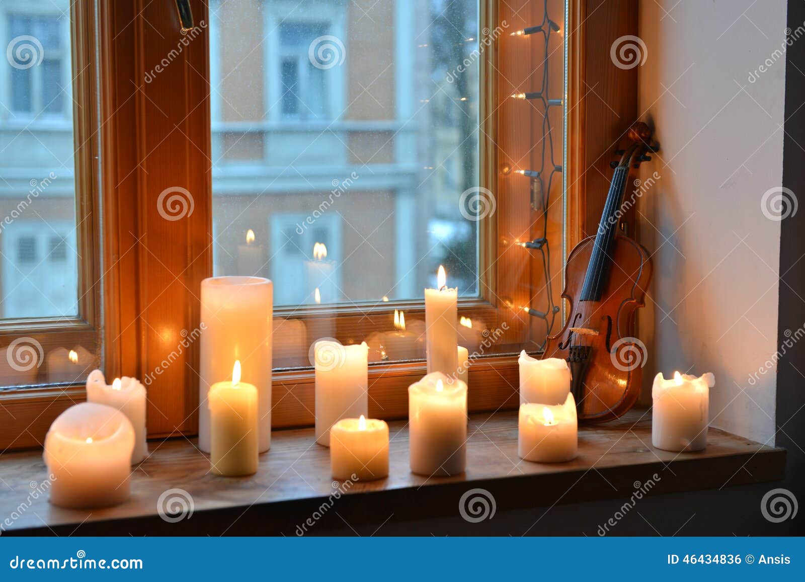 Candles and violin stock photo. Image of object, dreamlike 46434836