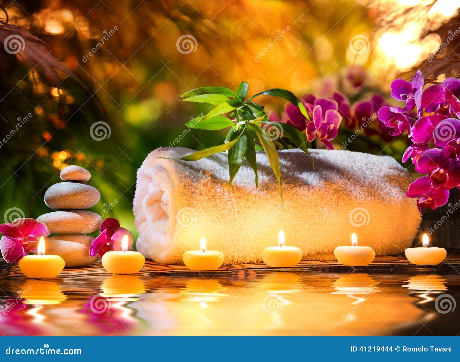 Candles and water stock photo. Image of wellness, bamboo 41219444