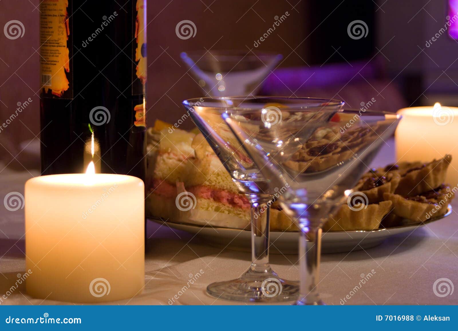 Candles,wine and goblets stock photo. Image of beverage 7016988
