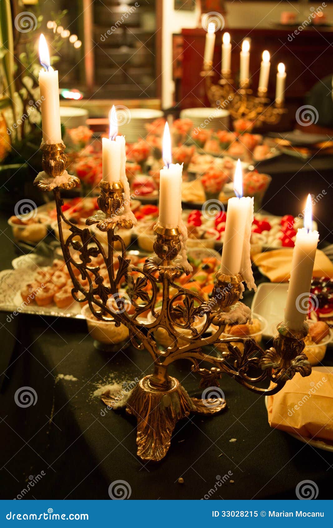 Candlestick stock image. Image of napkin, interior, flame 33028215