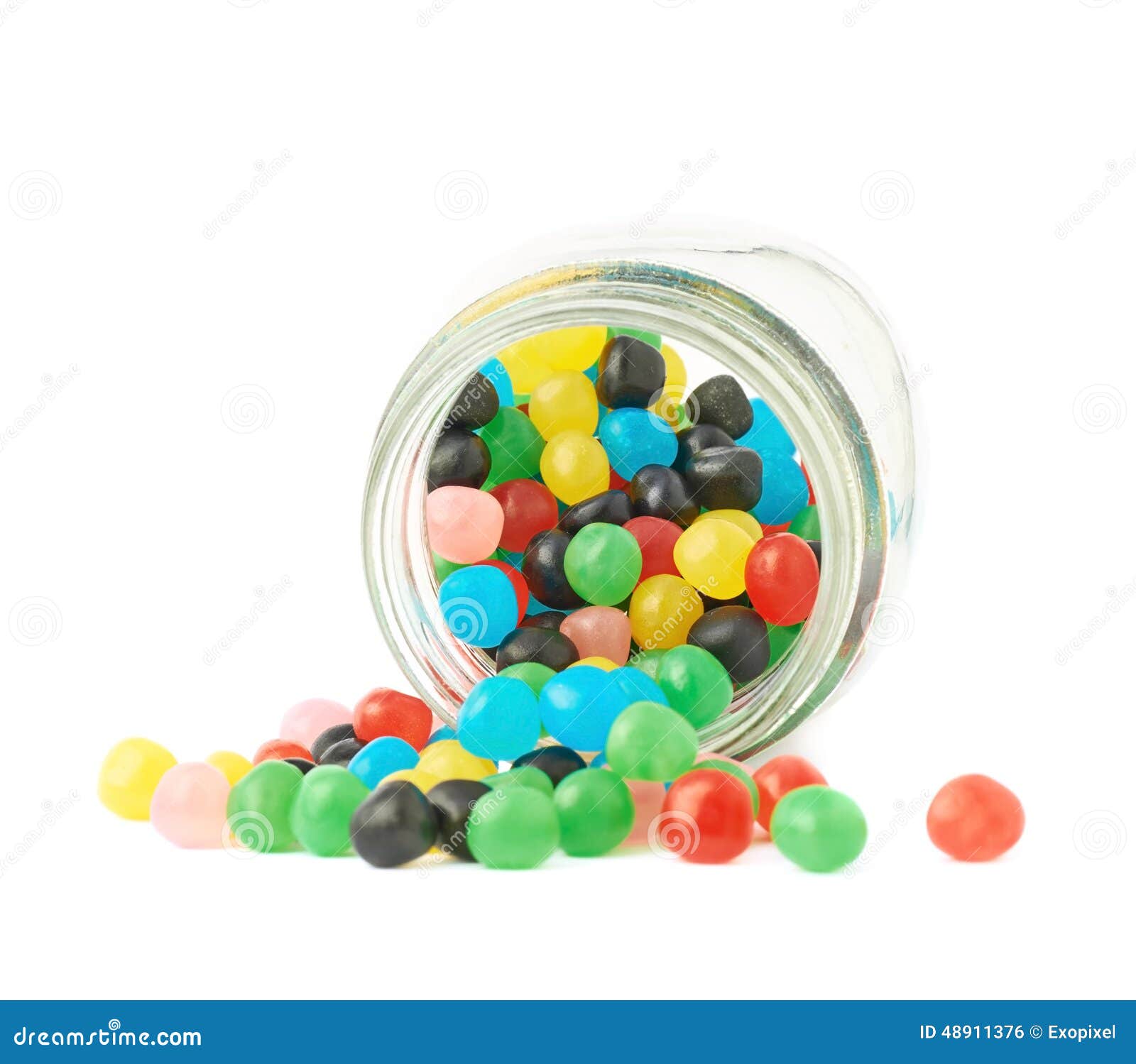 Candy Ball Sweets Falling Out of a Jar Stock Photo - Image of ...