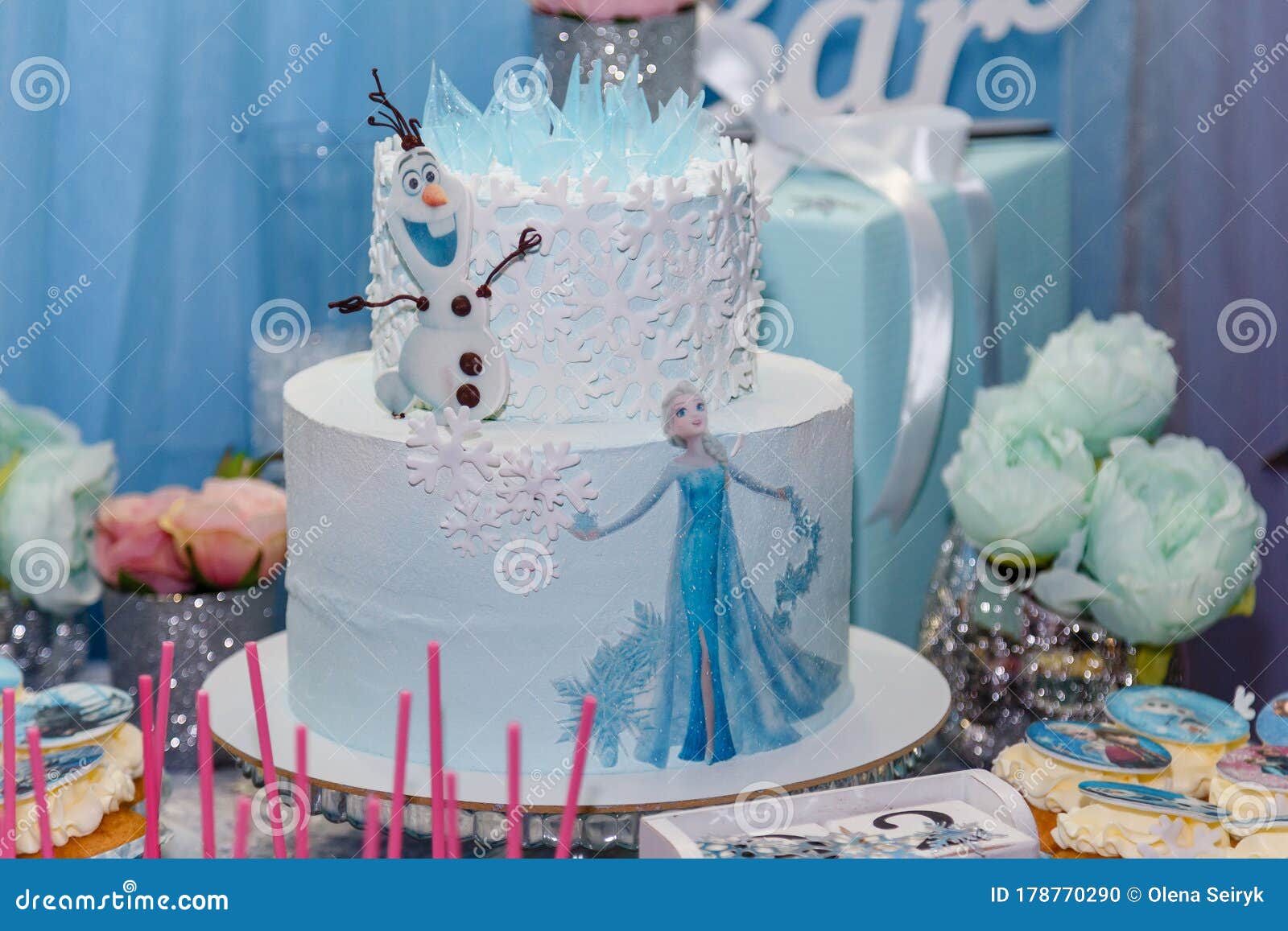 Candy Bar, Birthday Cake for a Girl with Frozen Cartoon Character ...