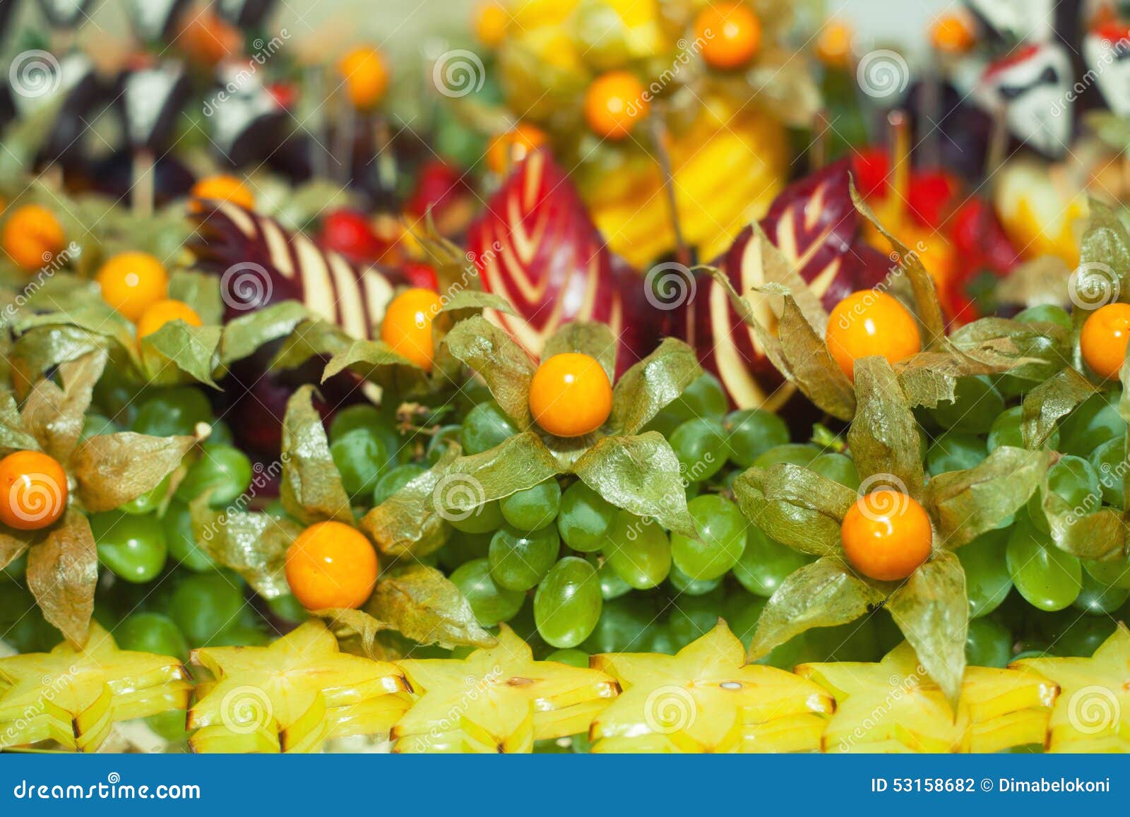 Candy bar with fruit. stock photo. Image of design, green 53158682