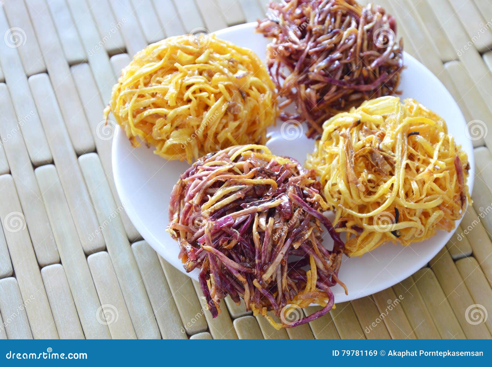 Candy Bird Nest Thai Snack Made of Fried Yam Stock Image Image of