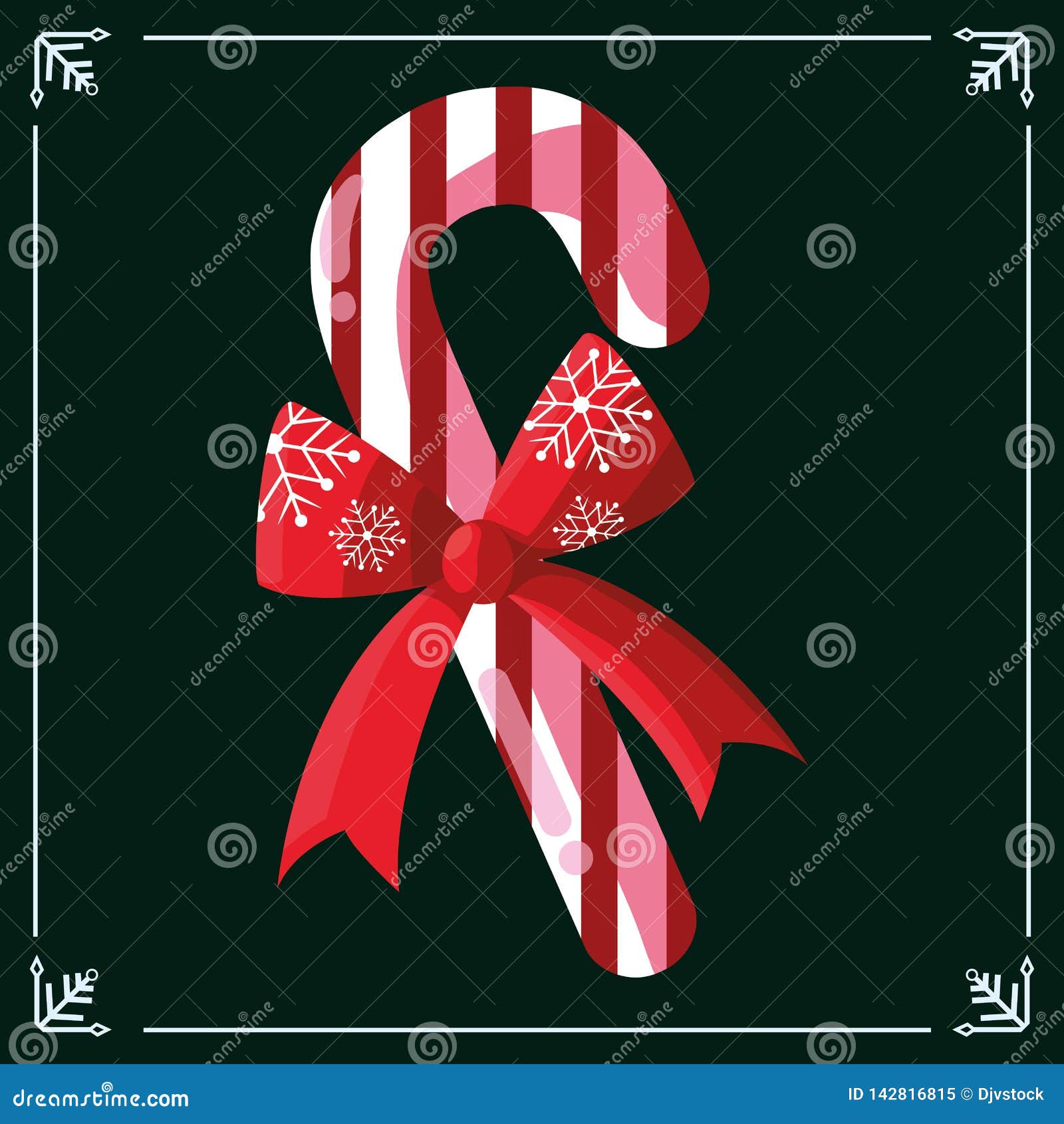 Candy Cane Bow Christmas Decoration Card Stock Vector Illustration of