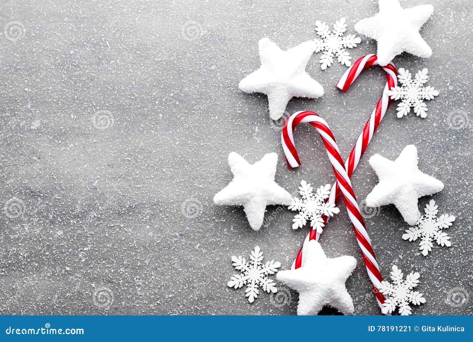 Candy Cane. Christmas Decors with Gray Background. Stock Image - Image ...