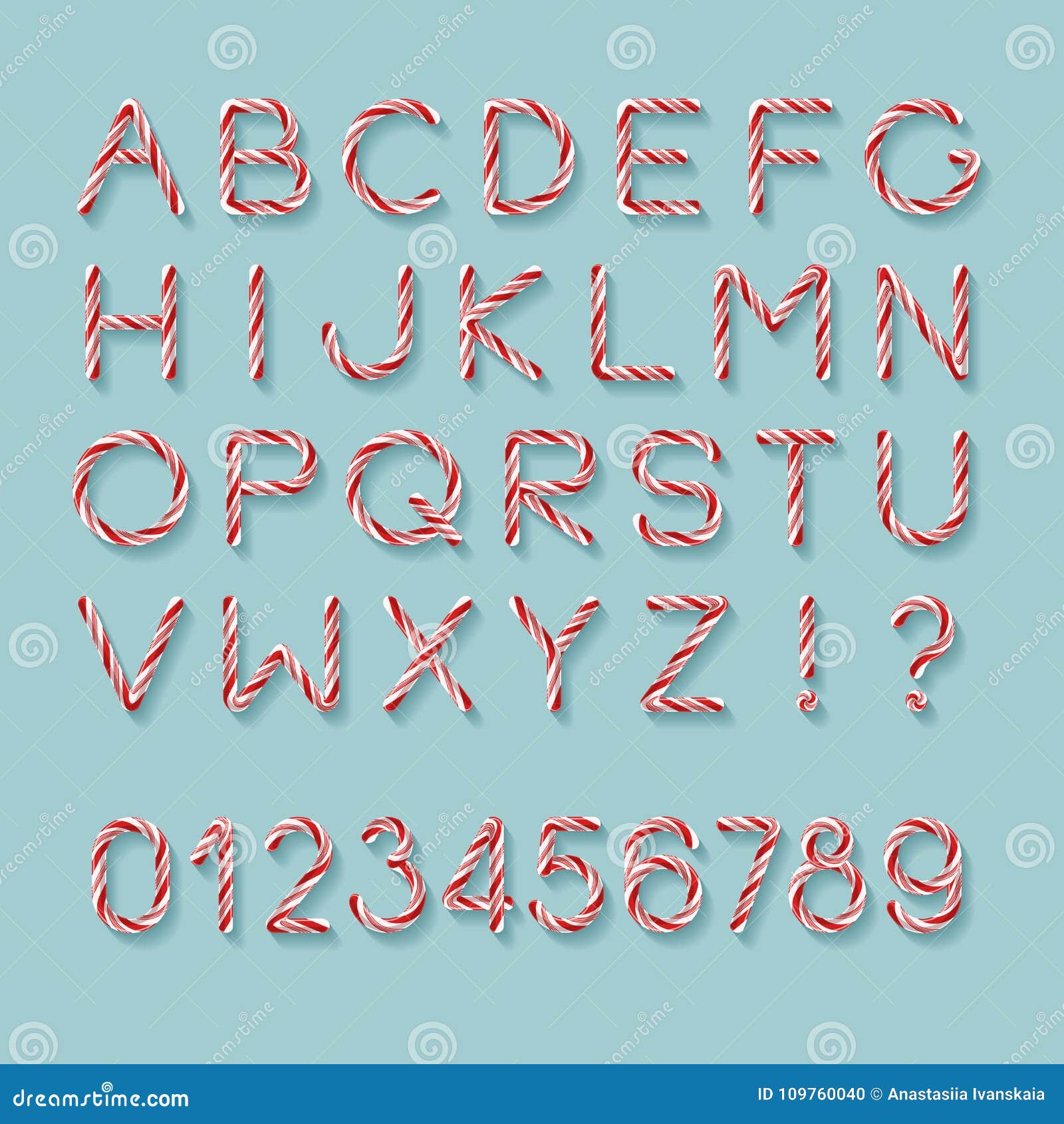 Candy Cane Font illustrazione vettoriale. Illustrazione di simbolo