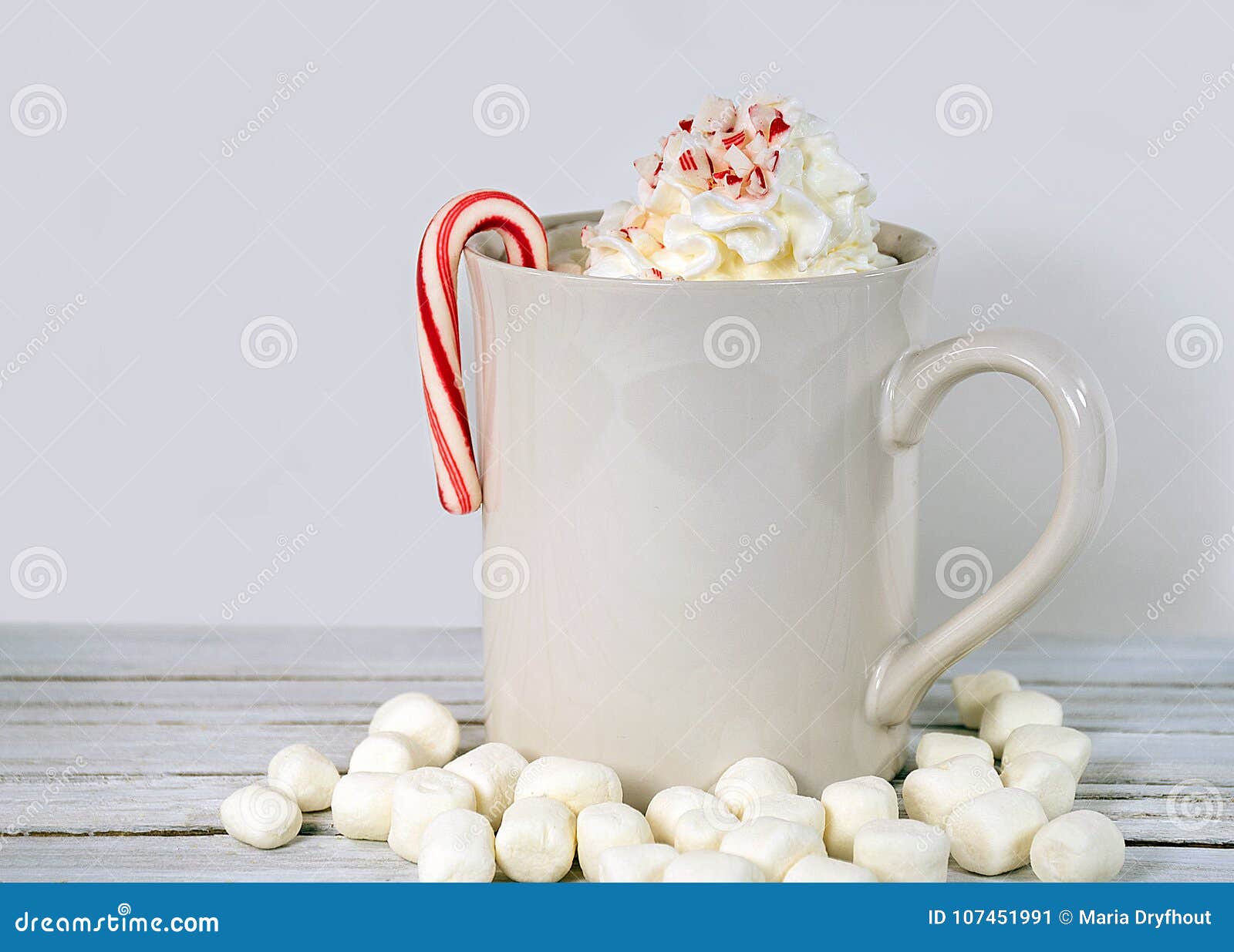 Candy Cane on Hot Cocoa in Mug Stock Image Image of festive, cane 107451991