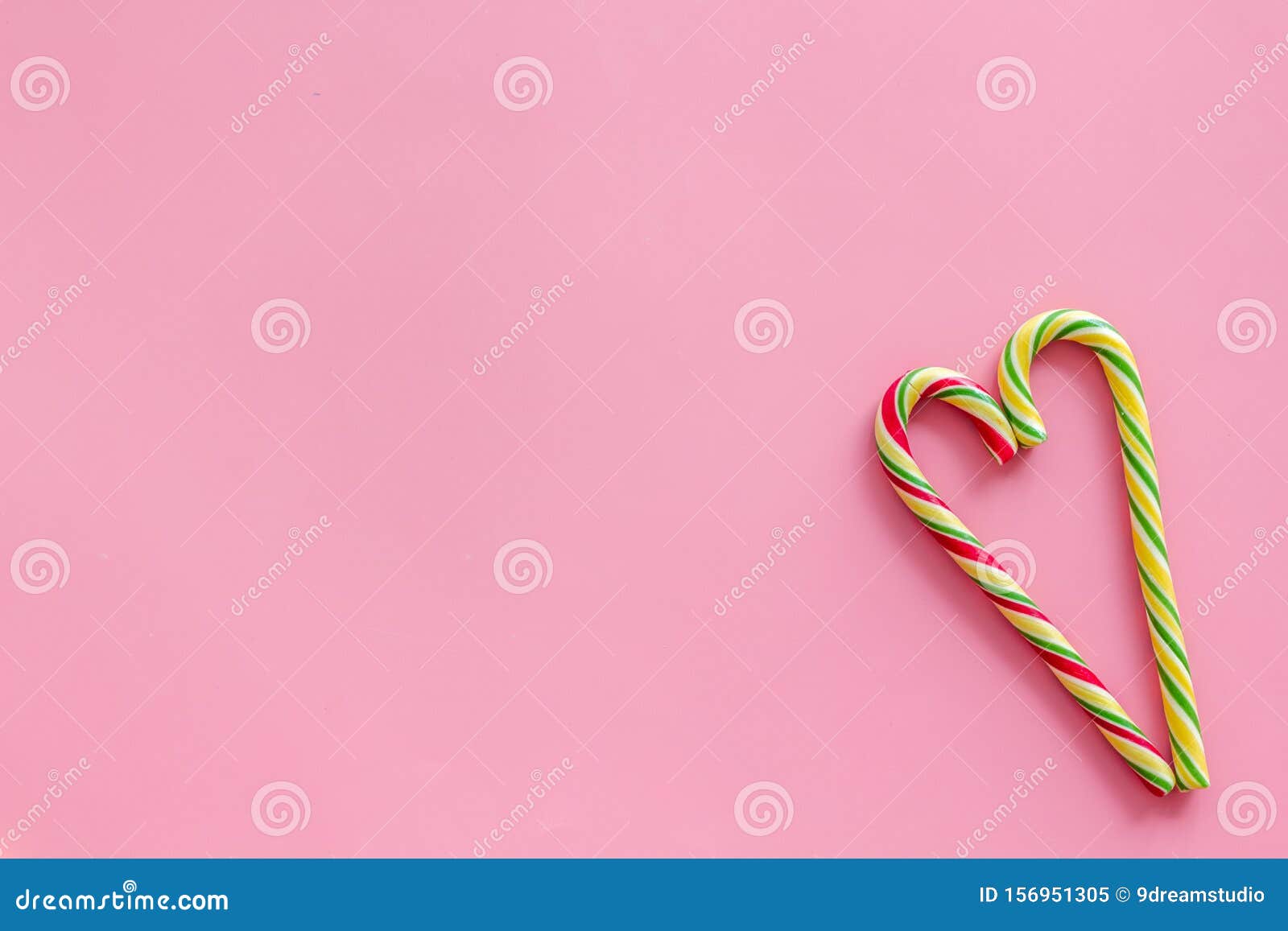 Candy Cane for Party Design on Pink Background Top View Copyspace Stock ...