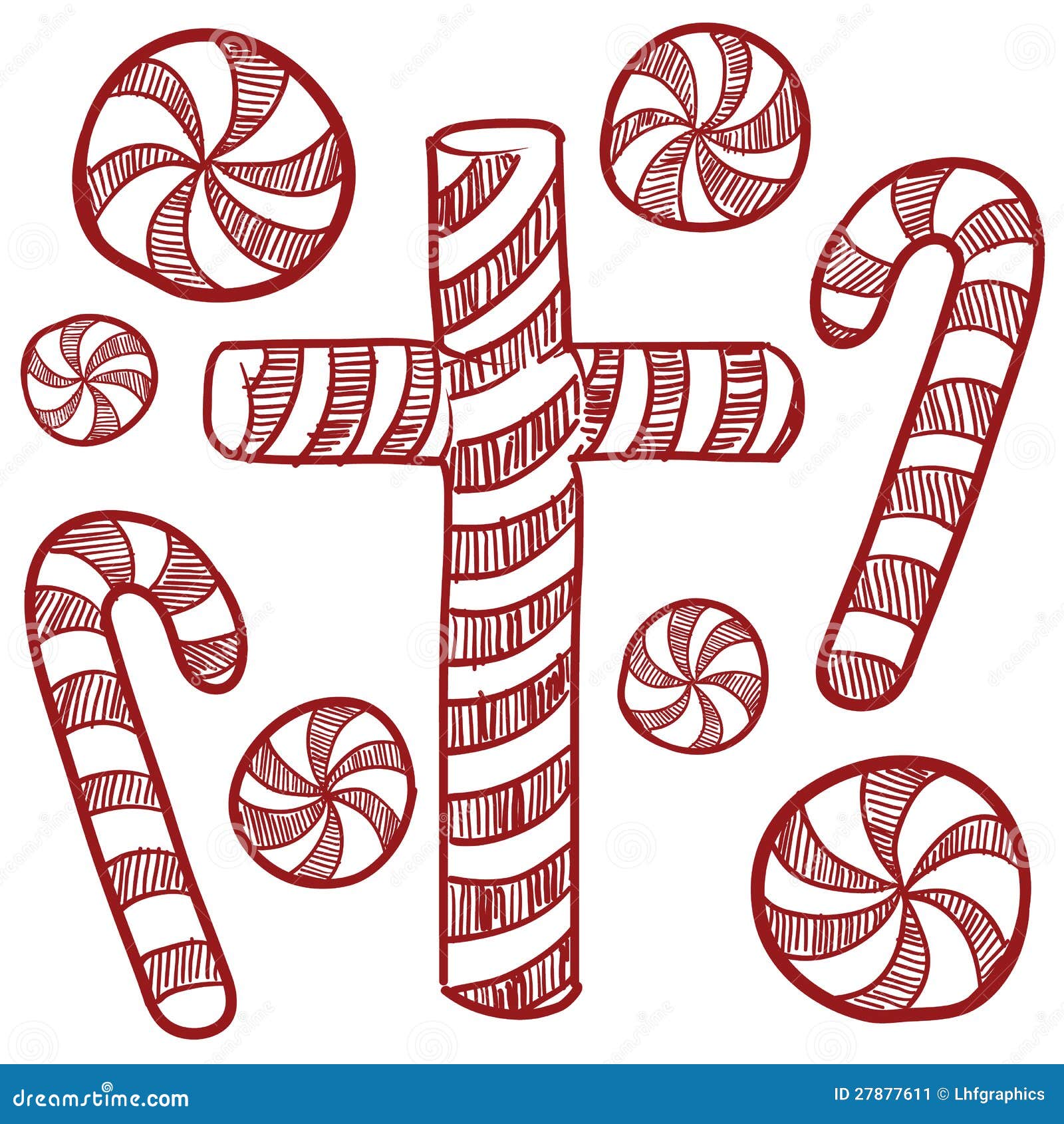 Candy Cane And Peppermints Sketch Stock Image Image 27877611