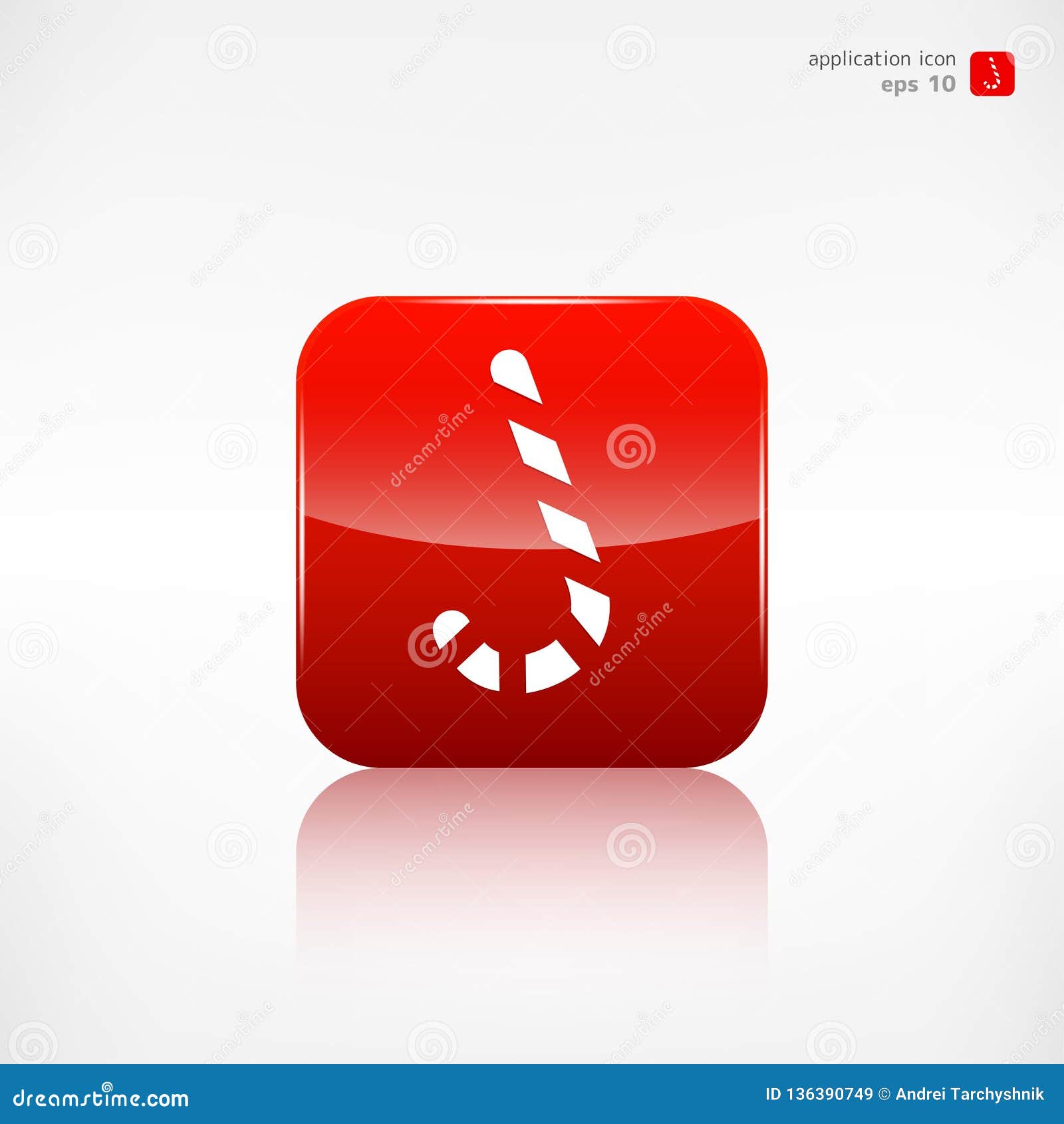 Candy Cane  Icon. Application Button. Stock Vector Illustration of