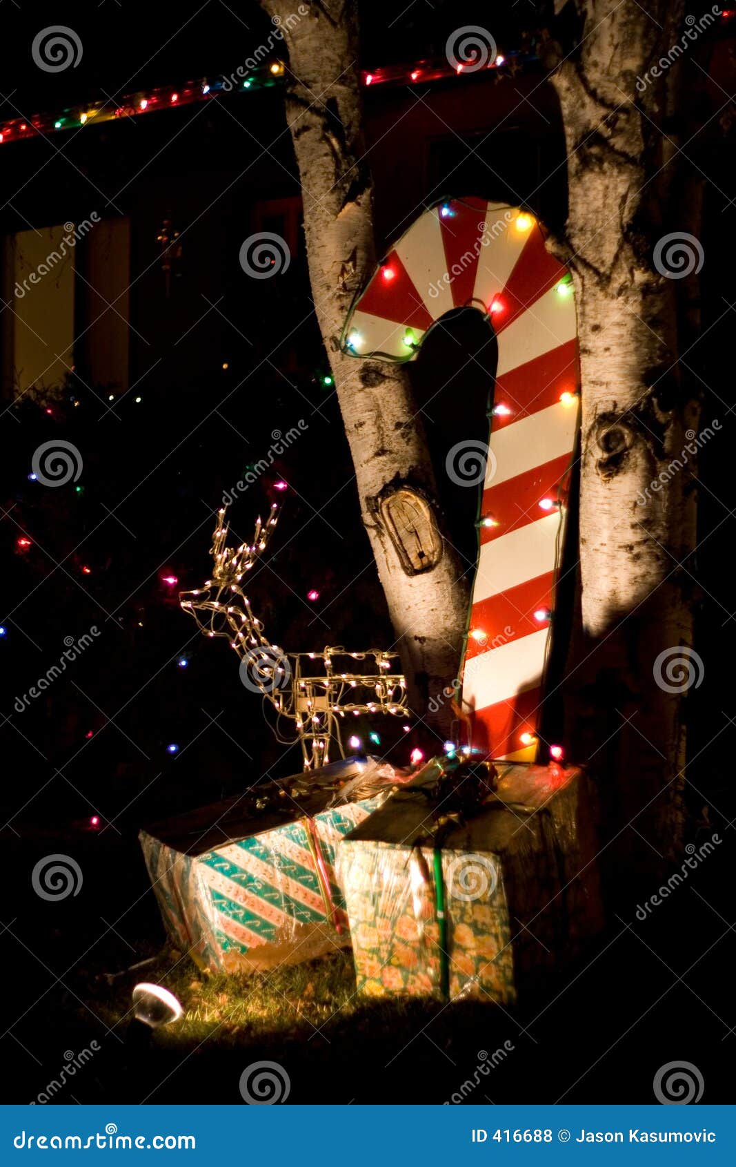 Candy Canes and Gifts stock photo. Image of light, christmas - 416688
