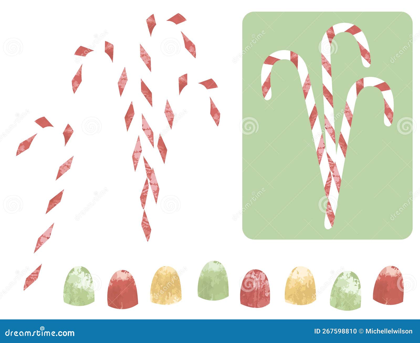 Candy canes and gumdrops stock vector. Illustration of style 267598810