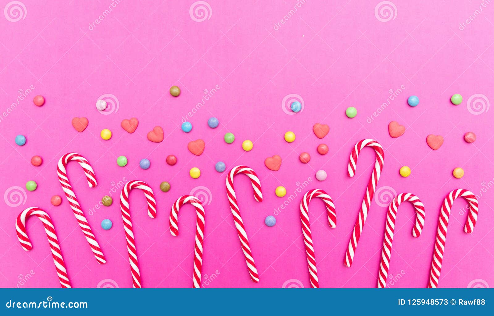 Candy Canes on Pink Background, Copy Space Stock Image Image of