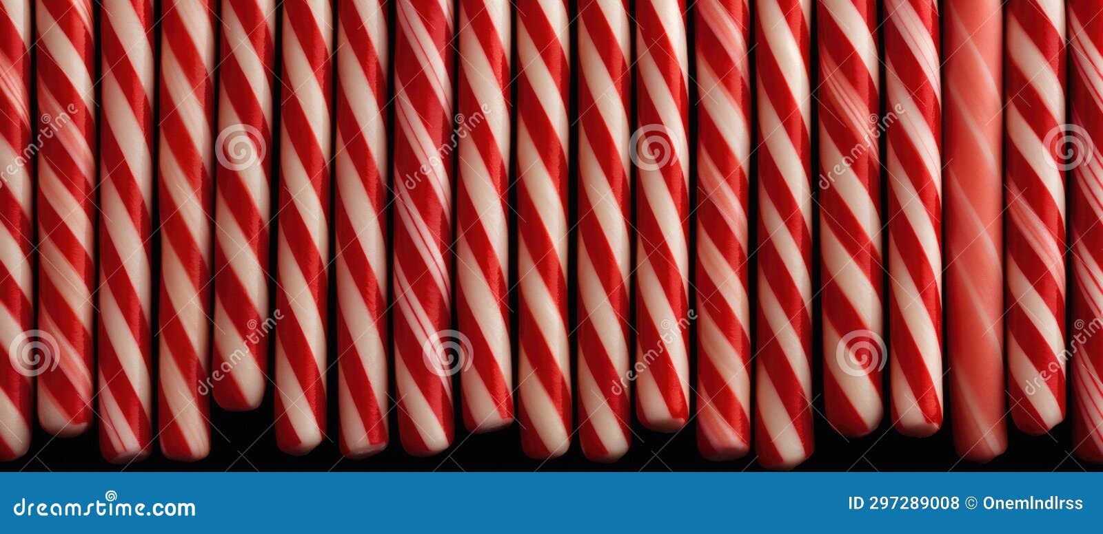 Candy Canes in Row on Black Background . Stock Photo Image of sugar, object 297289008
