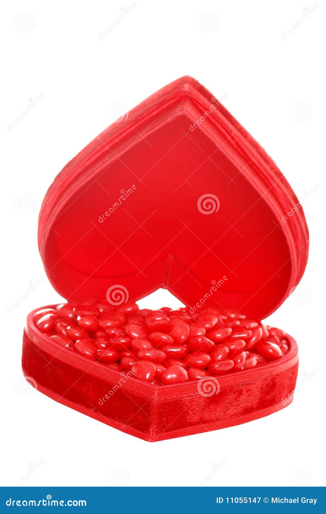 Candy Cinnamon Hearts in a Red Heart Box Stock Image Image of velvet