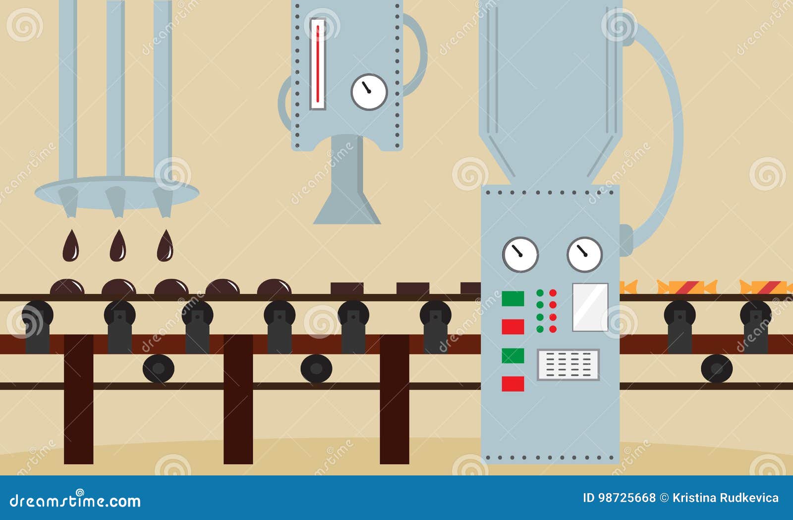 Candy Factory. Machine for the Production of Chocolates Candy Stock