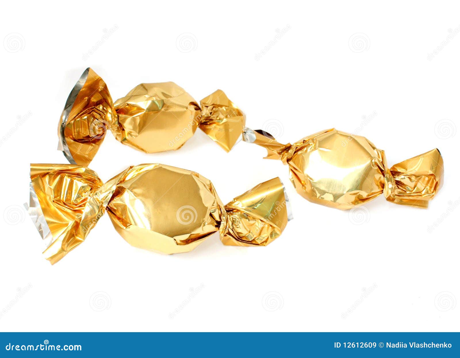 Candy in golden foil stock image. Image of wrapping, gold 12612609