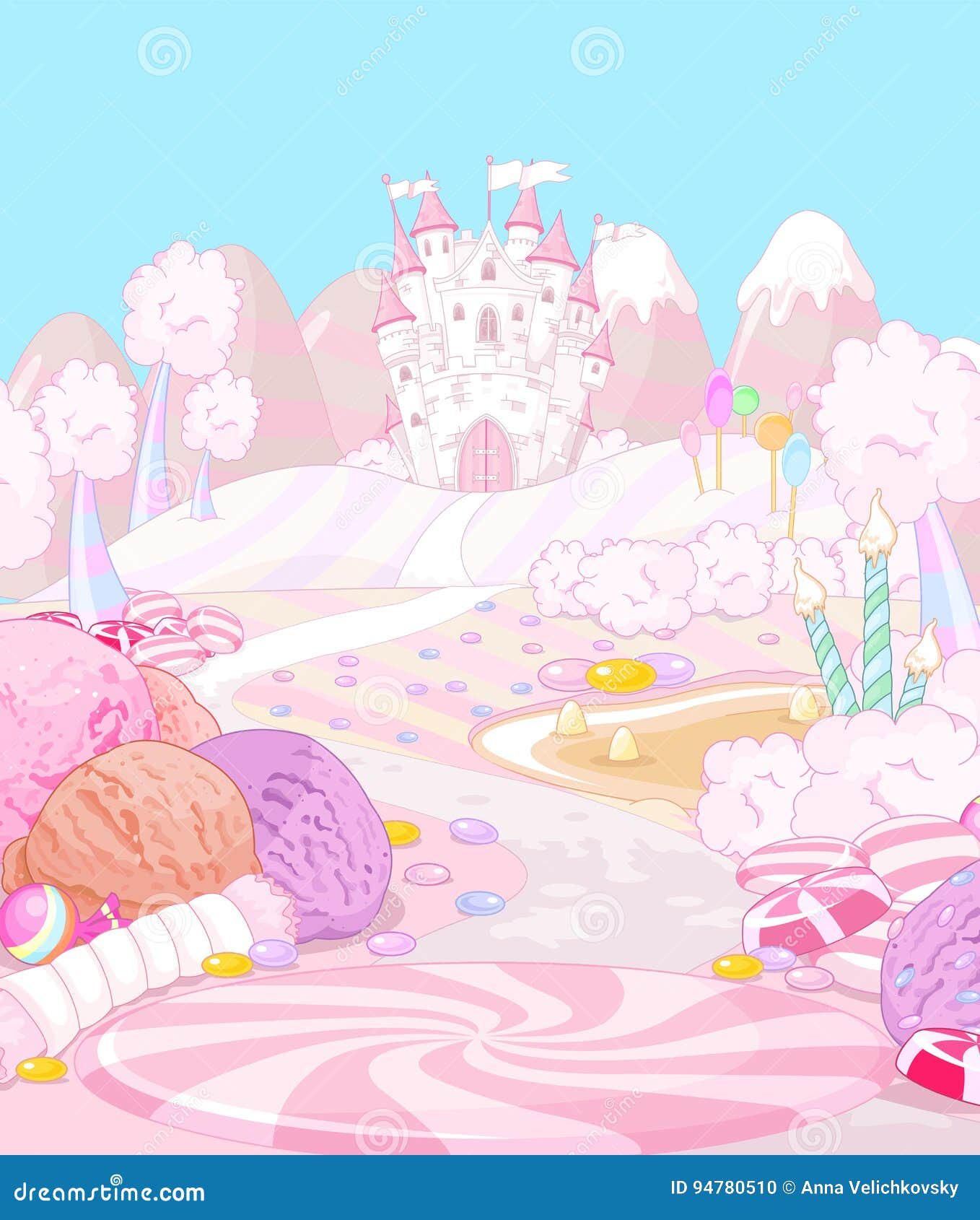 Candy Castle Land Landscape Pastel Stock Illustrations 17 Candy