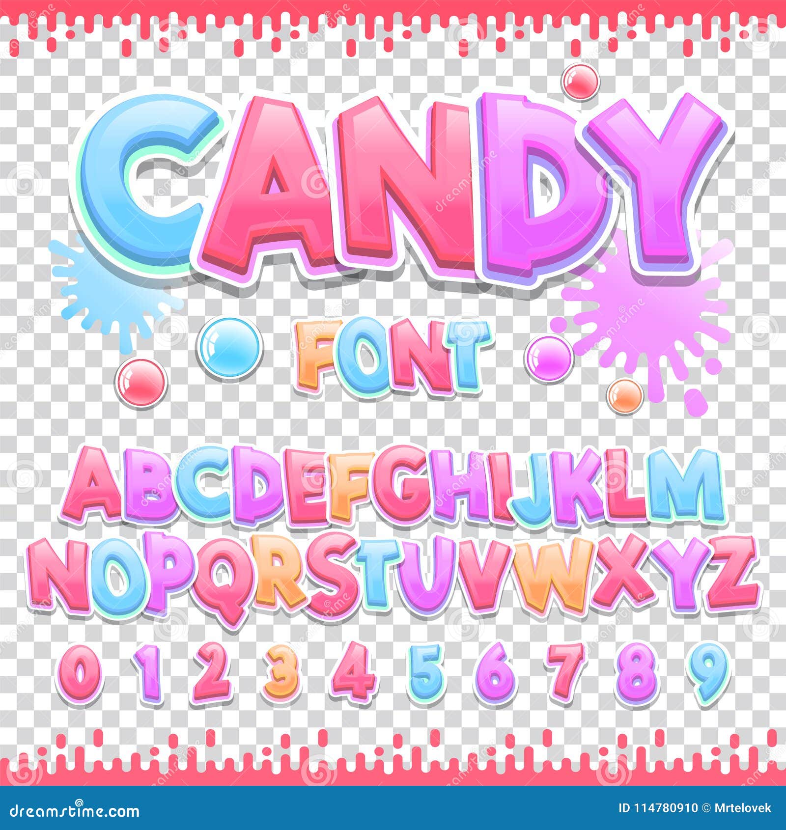 Candy Latin Font Design Sweet Abc Letters And Numbers Cute