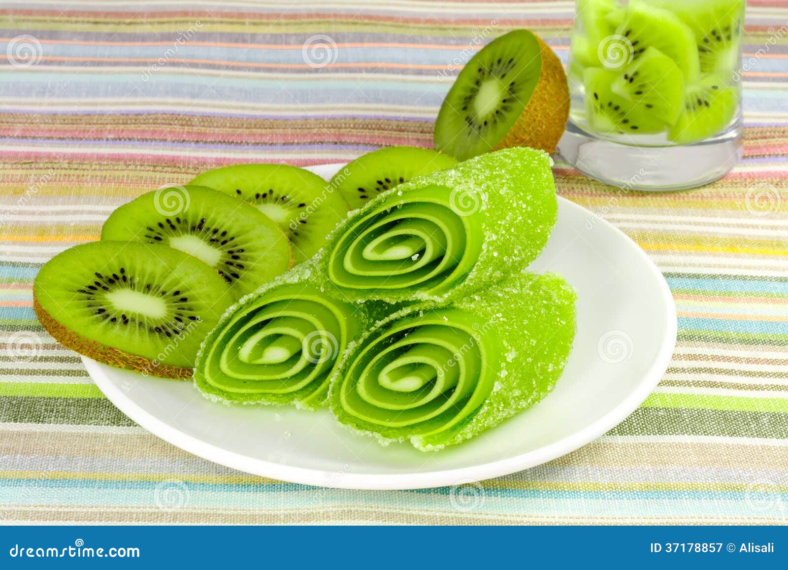 Candy with Slices Kiwi on a Plate Stock Image Image of macro, dried