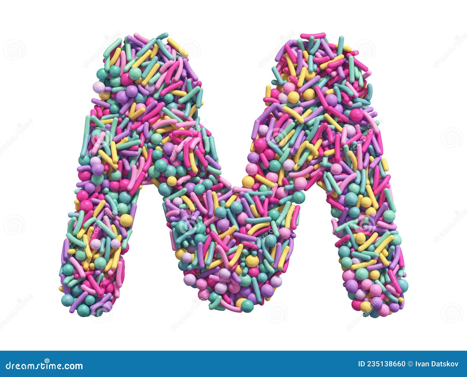 Candy Sprinkles Font. Letter M. Stock Illustration - Illustration of