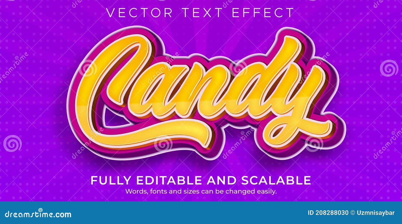 candy sugar text effect  editable sweet and food text style