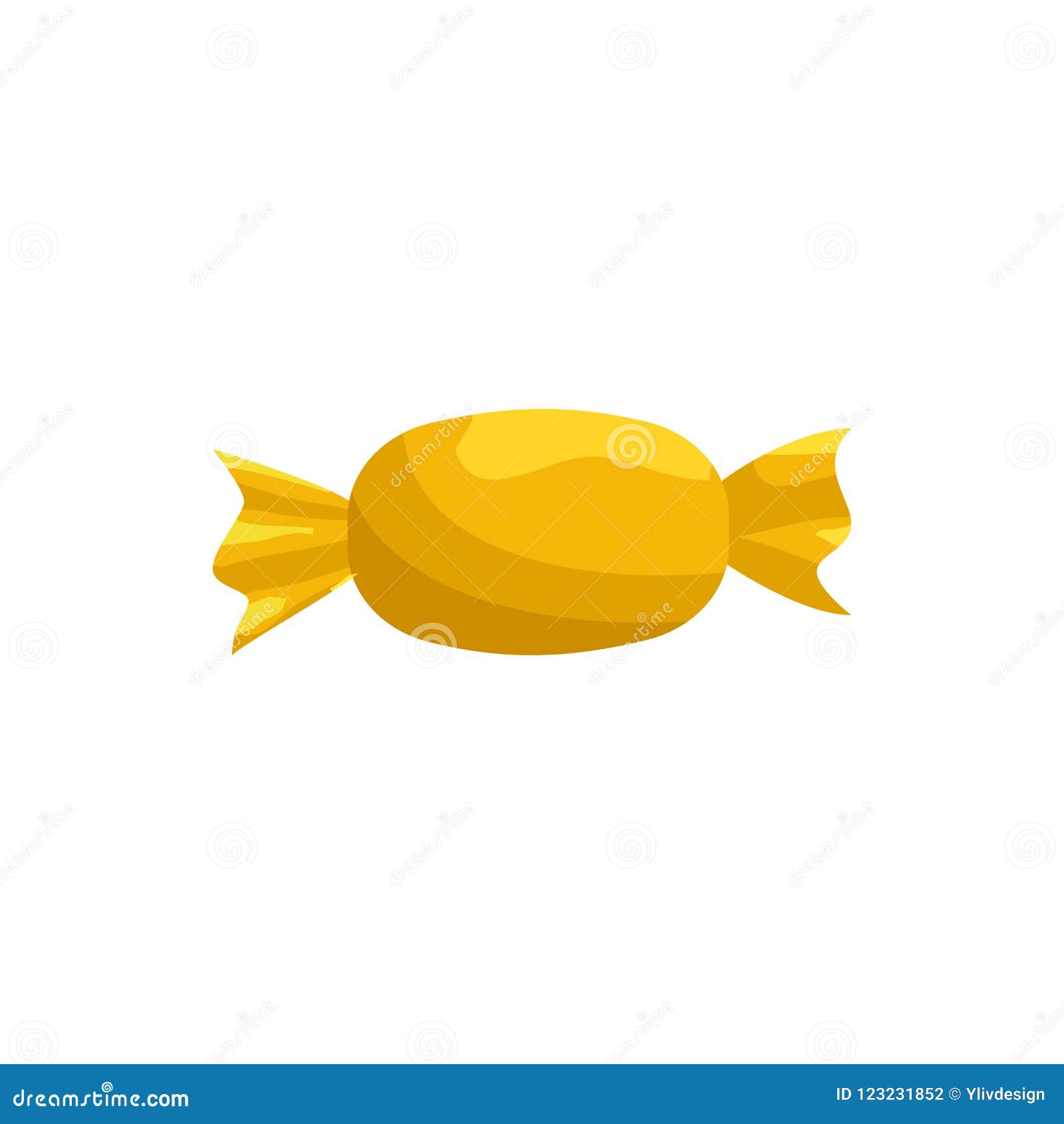 Candy in Yellow Wrapper Icon, Cartoon Style Stock Illustration