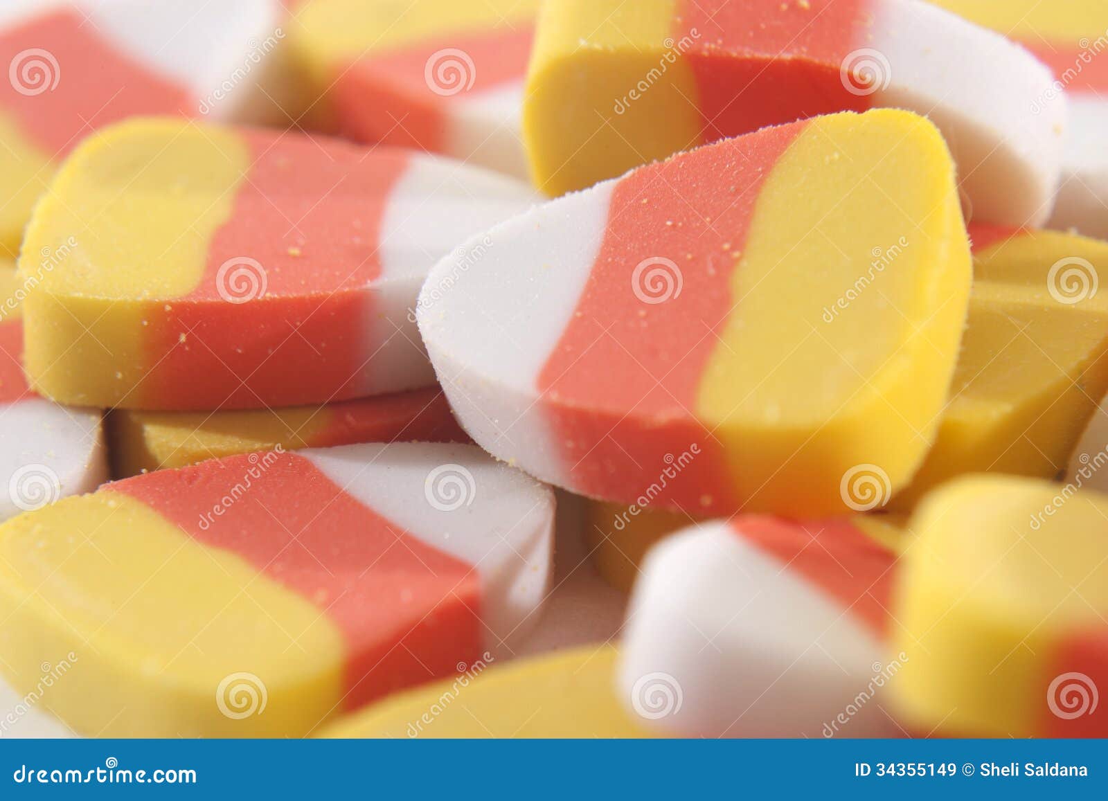 Candycorn Erasers stock image. Image of white, stationary 34355149