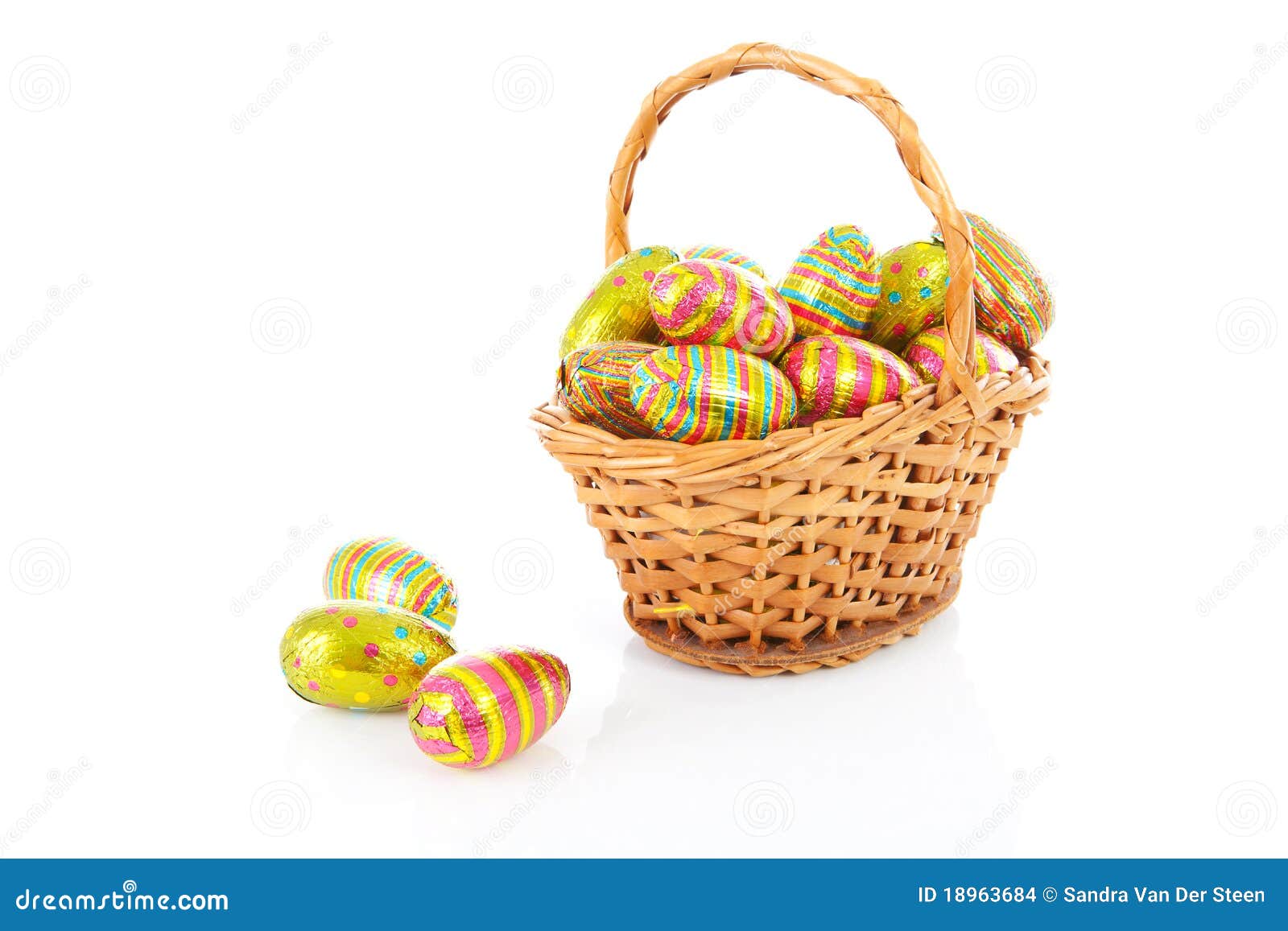 Cane Basket with Colorful Easter Eggs Stock Photo Image of colorful