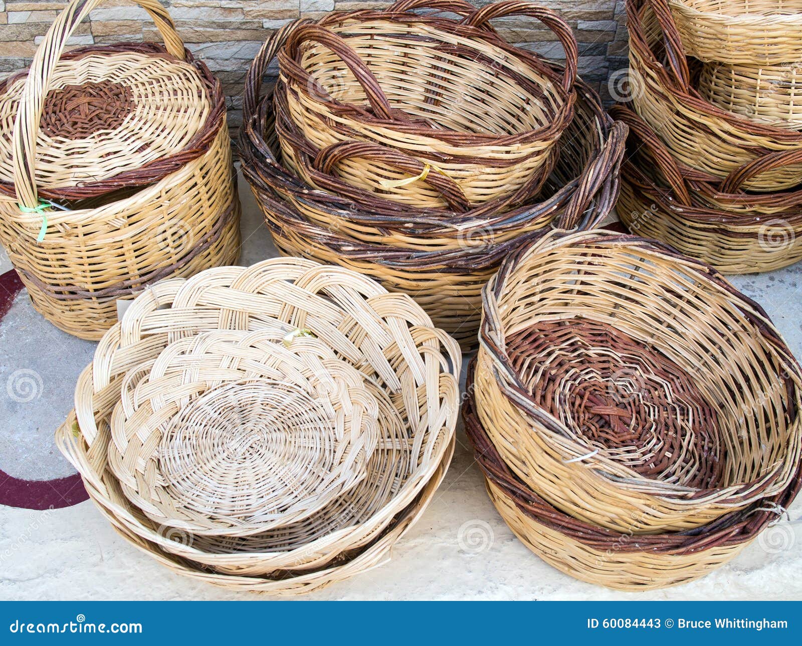 Cane baskets stock image. Image of storage, cane, decorative 60084443