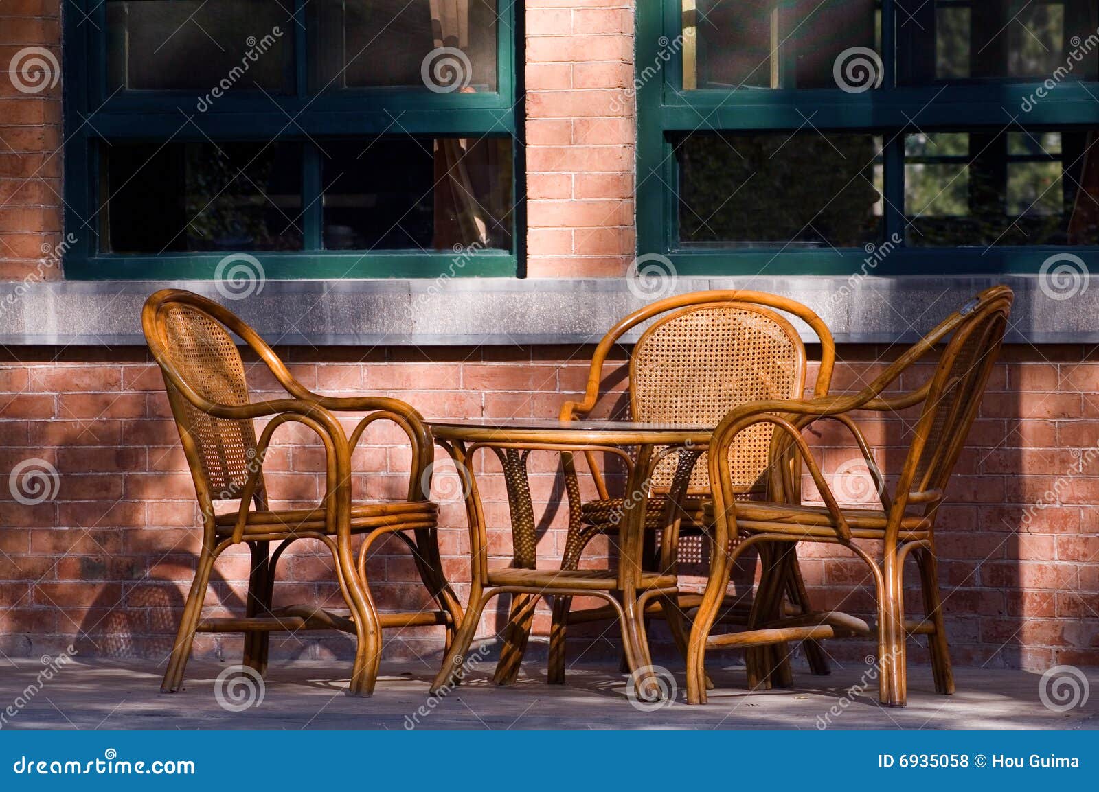 Cane chairs and cane table stock photo. Image of outdoor 6935058