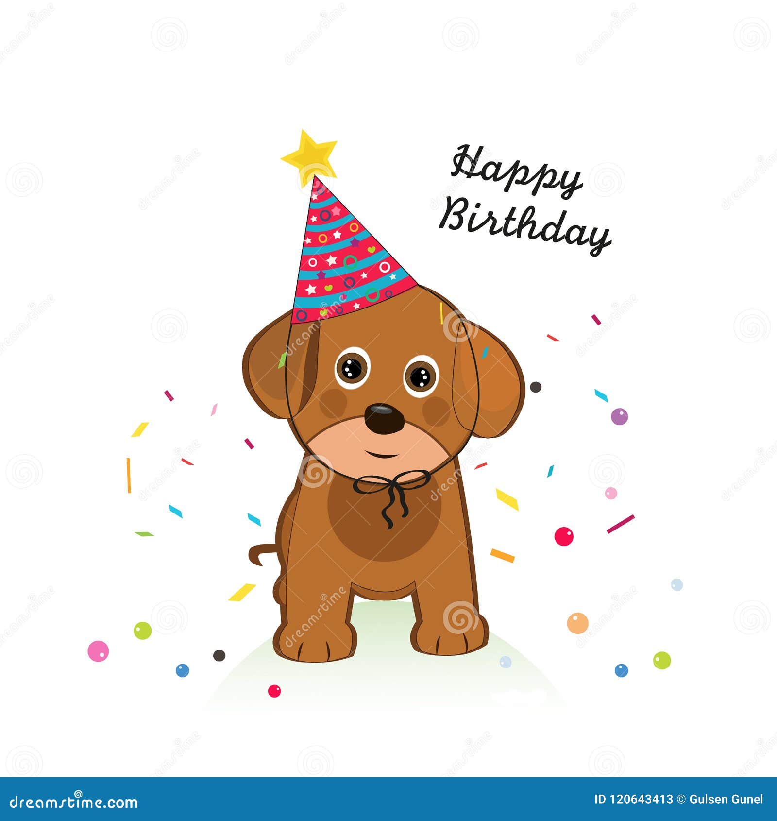Cane Con Il Pallone Ed I Coriandoli Cartolina D Auguri Di Buon Compleanno Illustrazione Vettoriale Illustrazione Di Labrador Amore