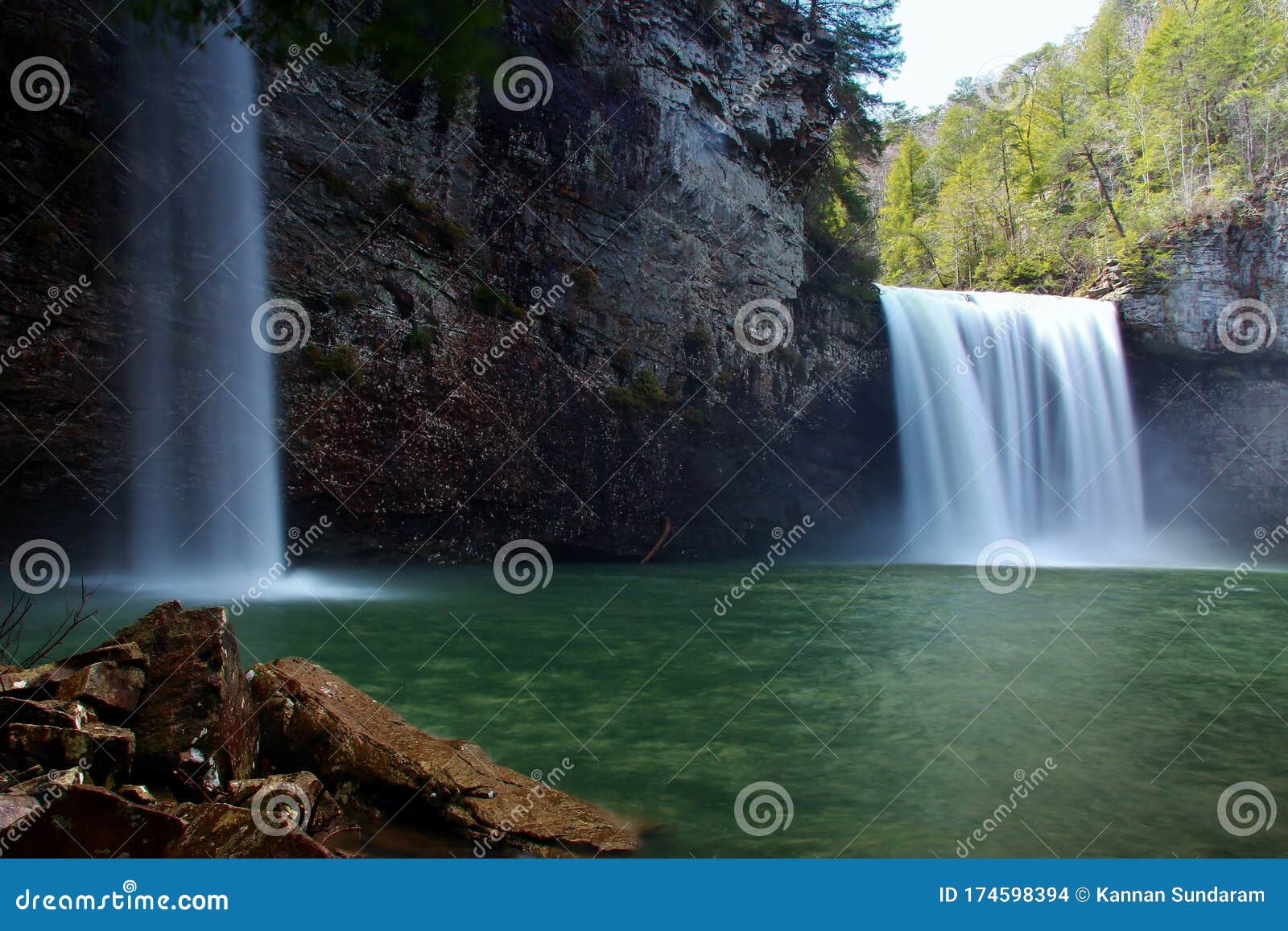 cane creek falls & rockhouse falls at fall creek falls state park tennessee during early spring