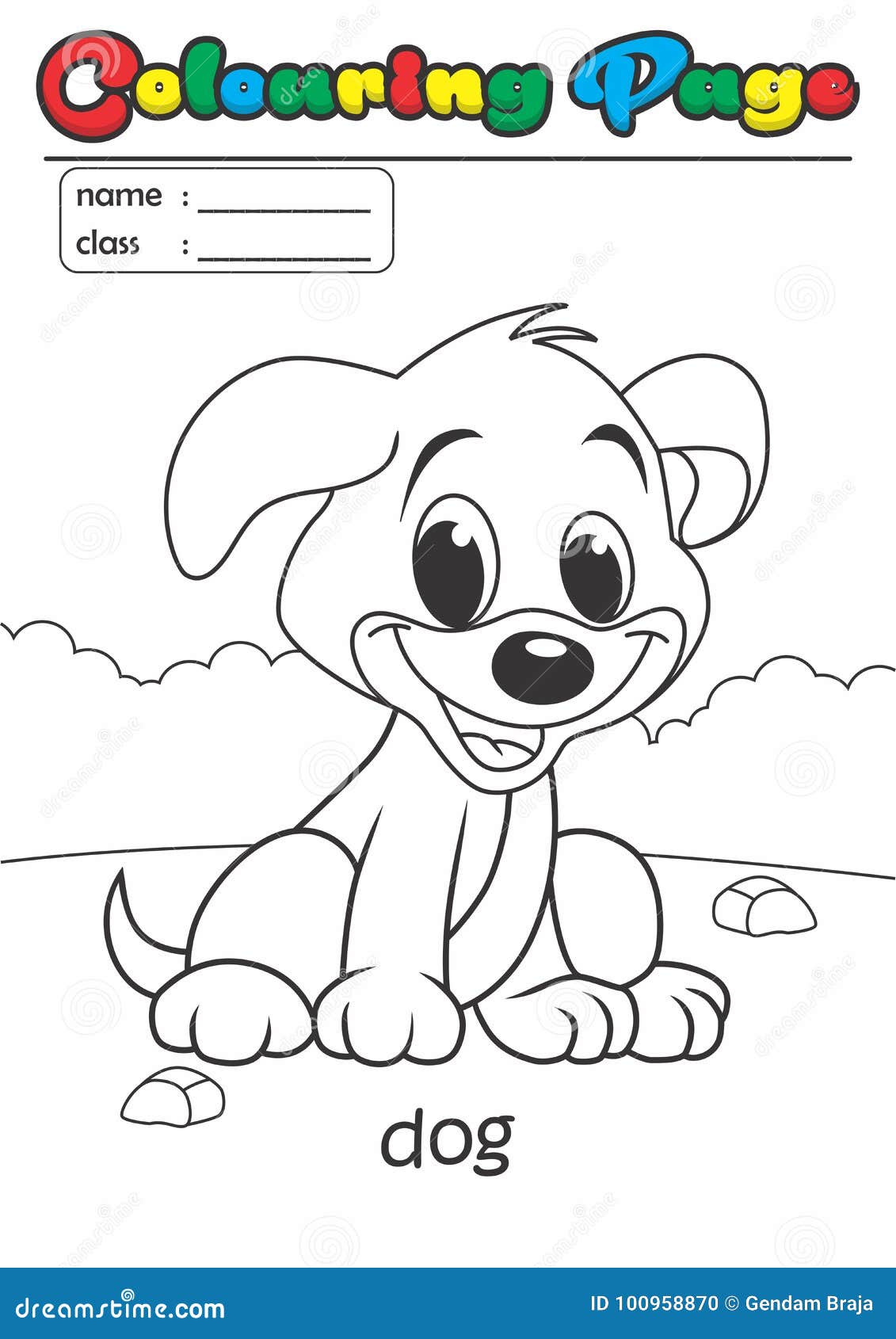 Cane del libro da colorare della pagina di coloritura Adatto facile del grado a bambini Disegno estratto