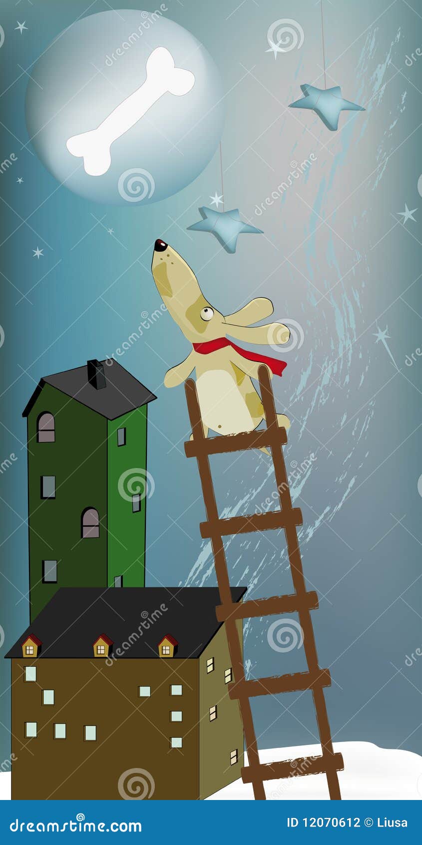 Cane e la luna illustrazione di stock. Illustrazione di fronte 12070612