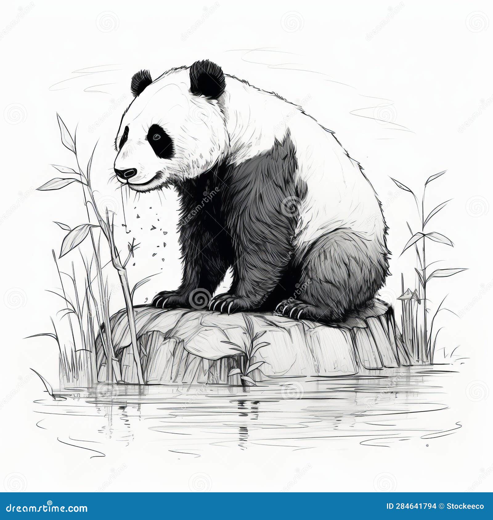 Esboço realista vetorial da figura do panda em ilustração desenhada à mão  de corpo inteiro