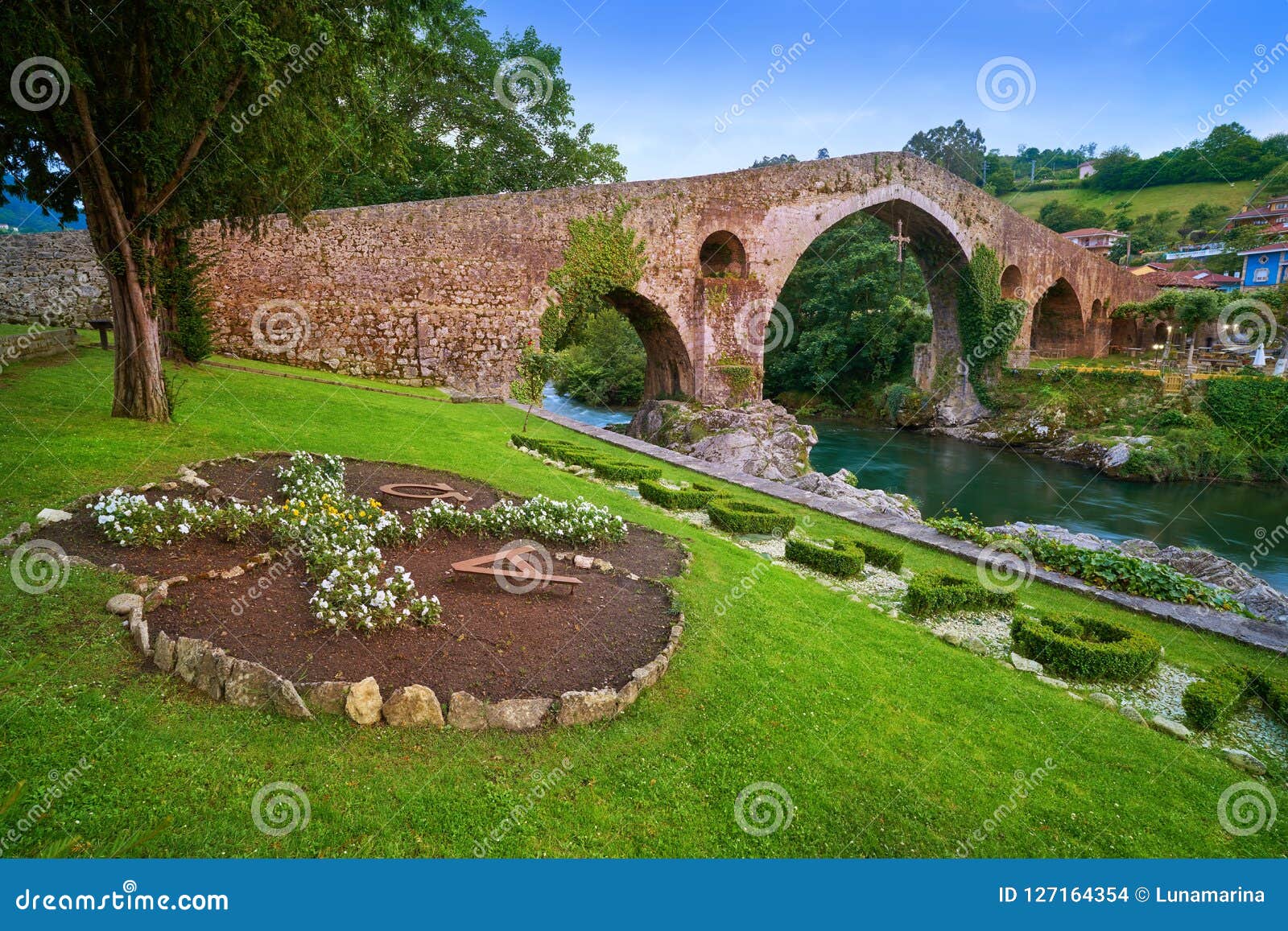 cangas de onis roman bridge in asturias spain