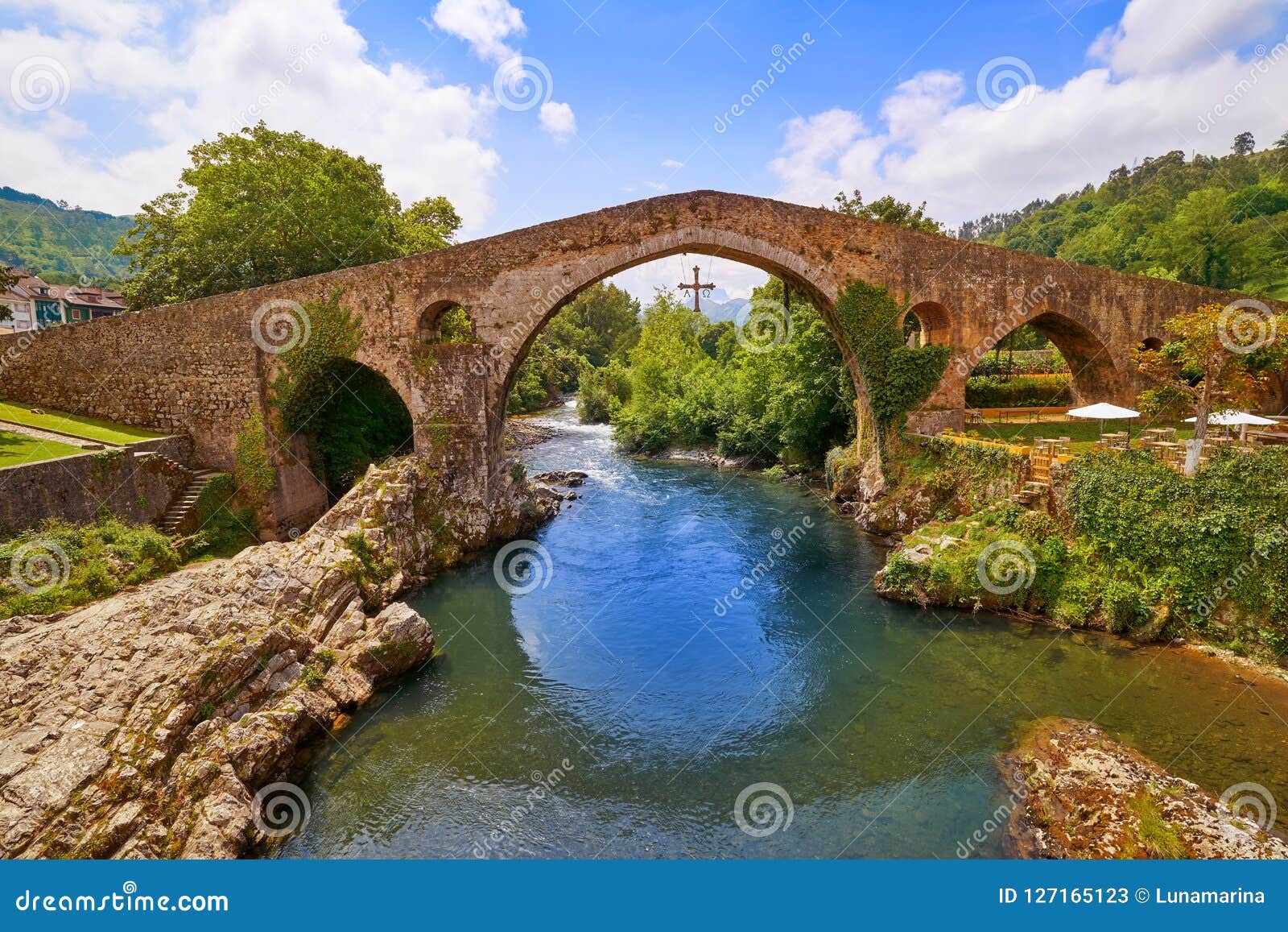 cangas de onis roman bridge in asturias spain
