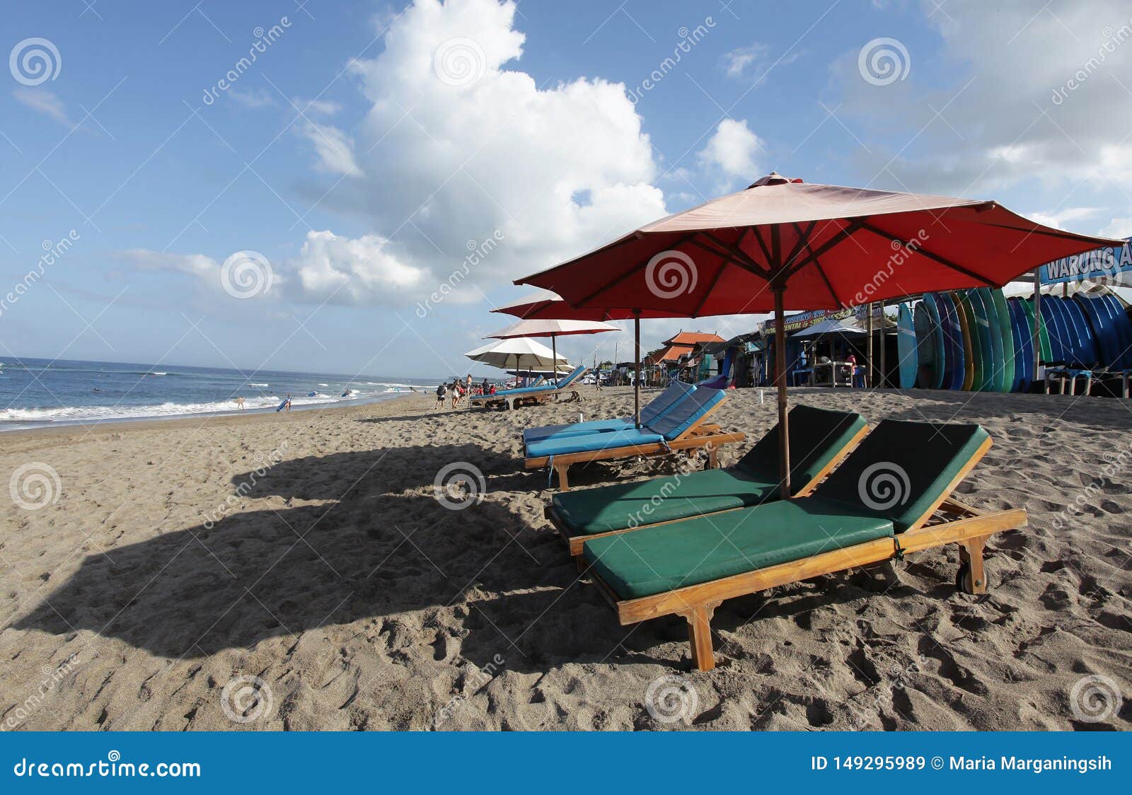 Canggu, Indonesia - May 27, 2019: Surfer Beach and Local Shops of Surf