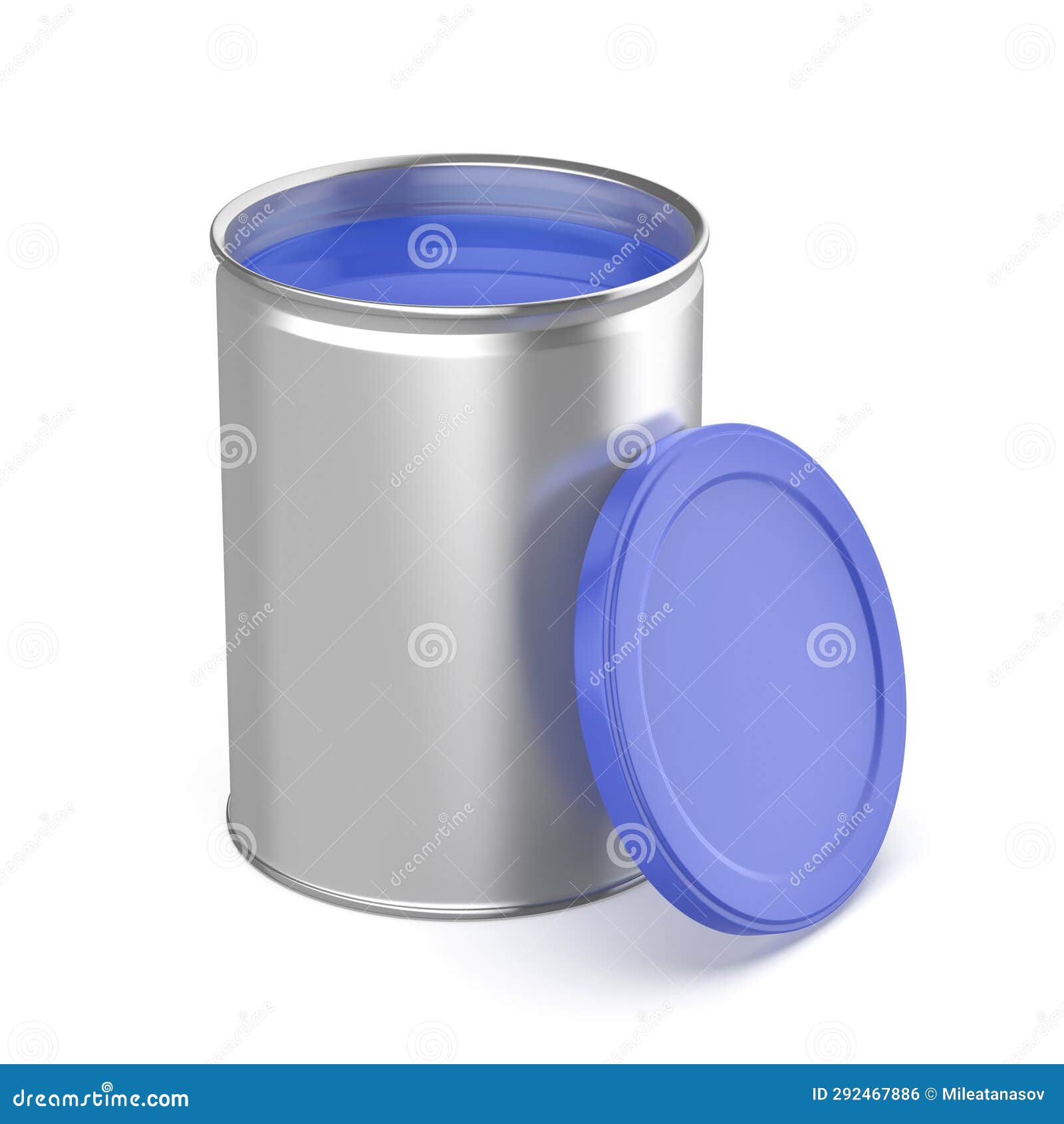 Canister with blue paint stock illustration. Illustration of container