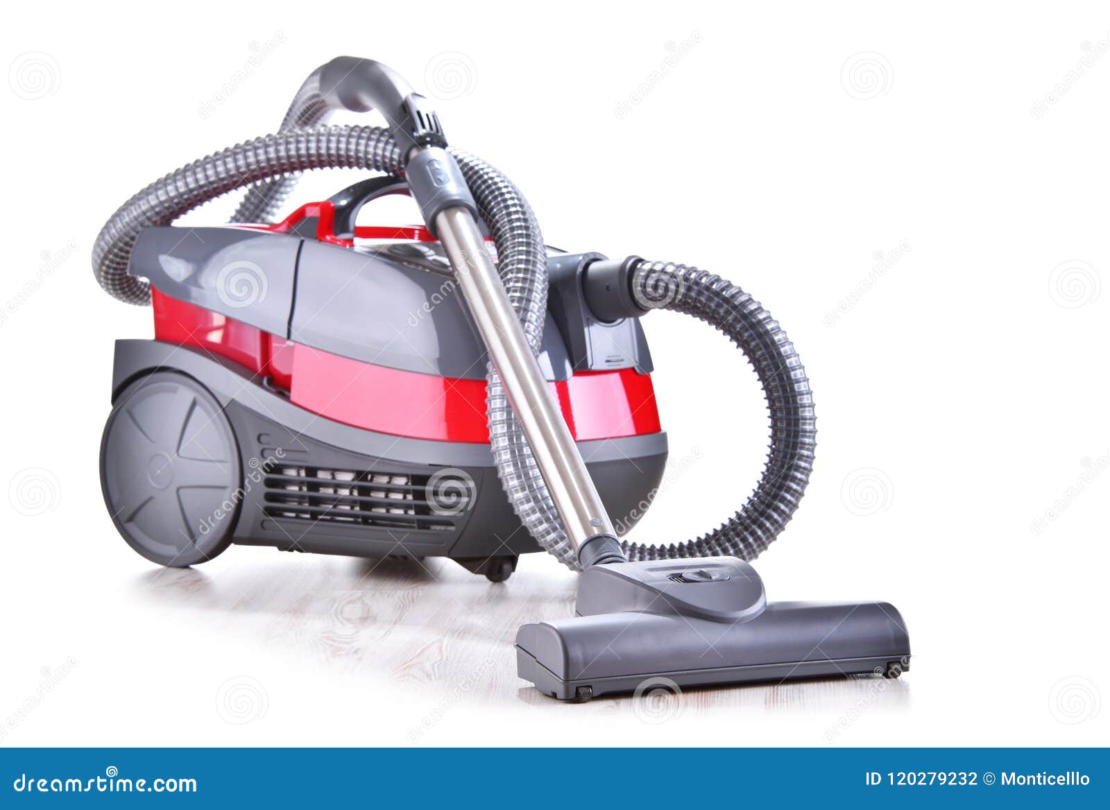 Canister Vacuum Cleaner for Home Use Isolated on White Stock Photo