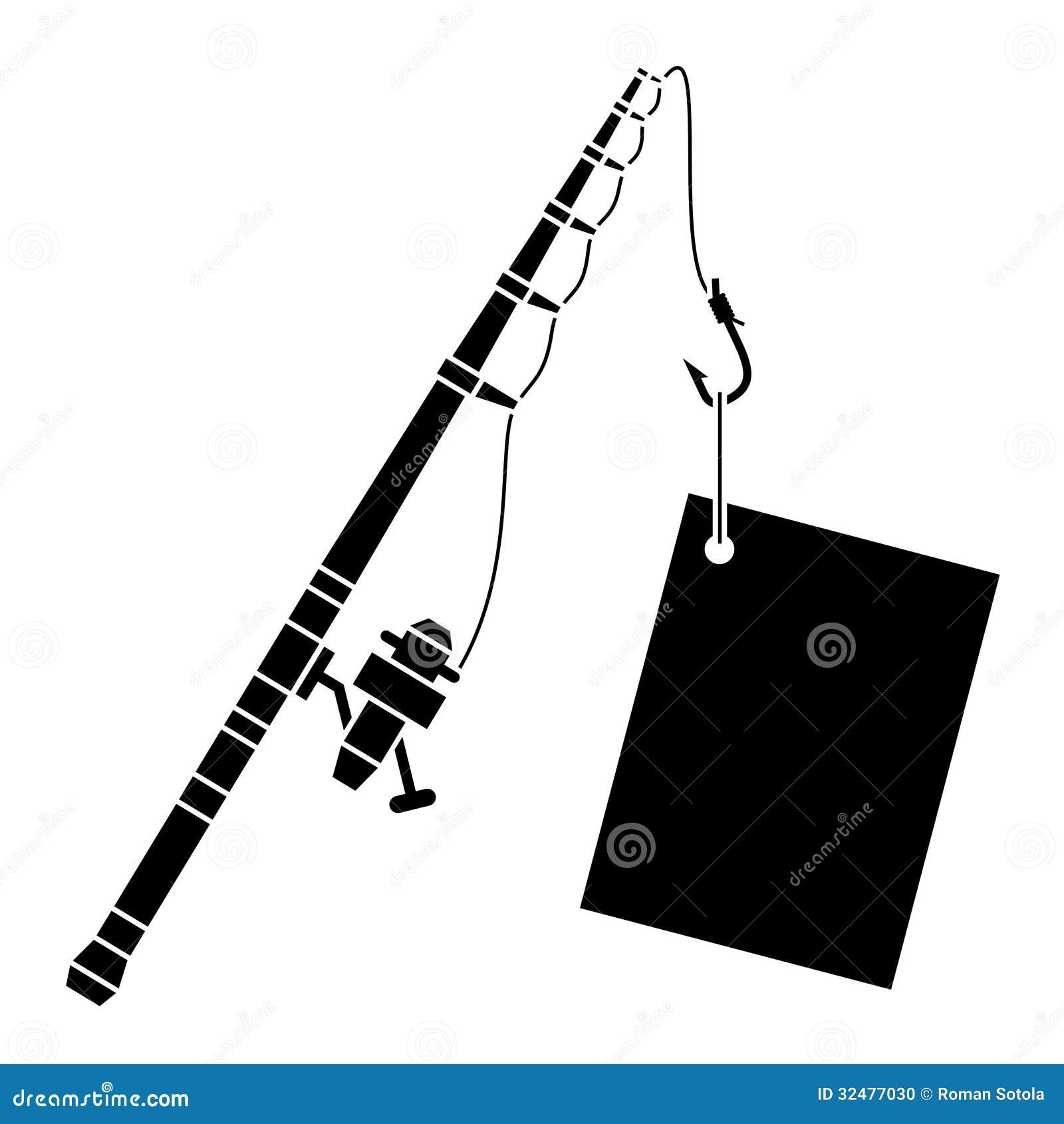 Canna da pesca nera con l etichetta