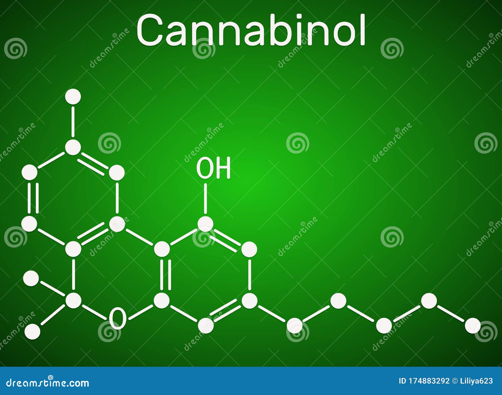 Cannabinol, CBN Molecule. Weak Psychoactive Cannabinoid, is a